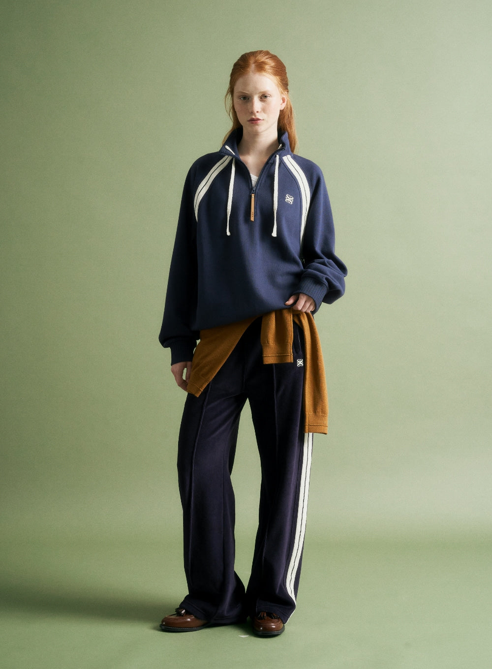 [satur] (W) Lawton Velour Track Pants - Navy