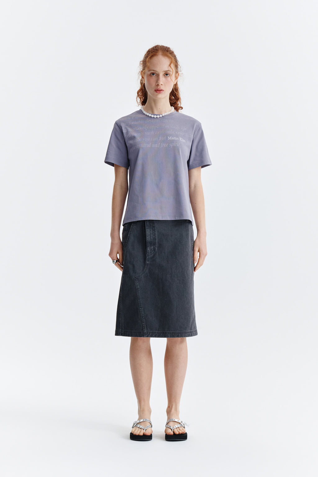 Matinkim Logo Point Lettering Graphic Top IN Purple