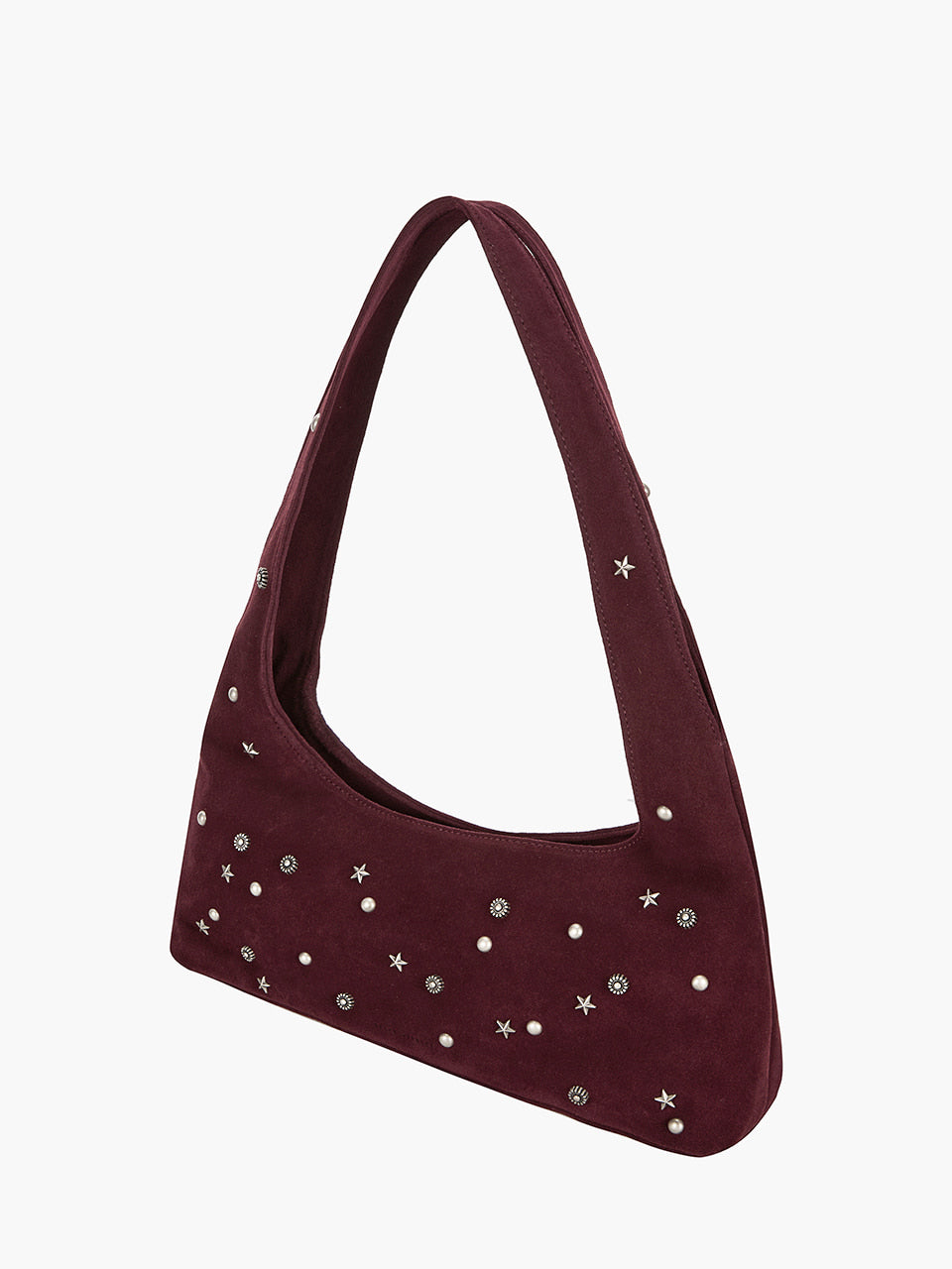 Margesherwood Halter Hobo wine studded suede