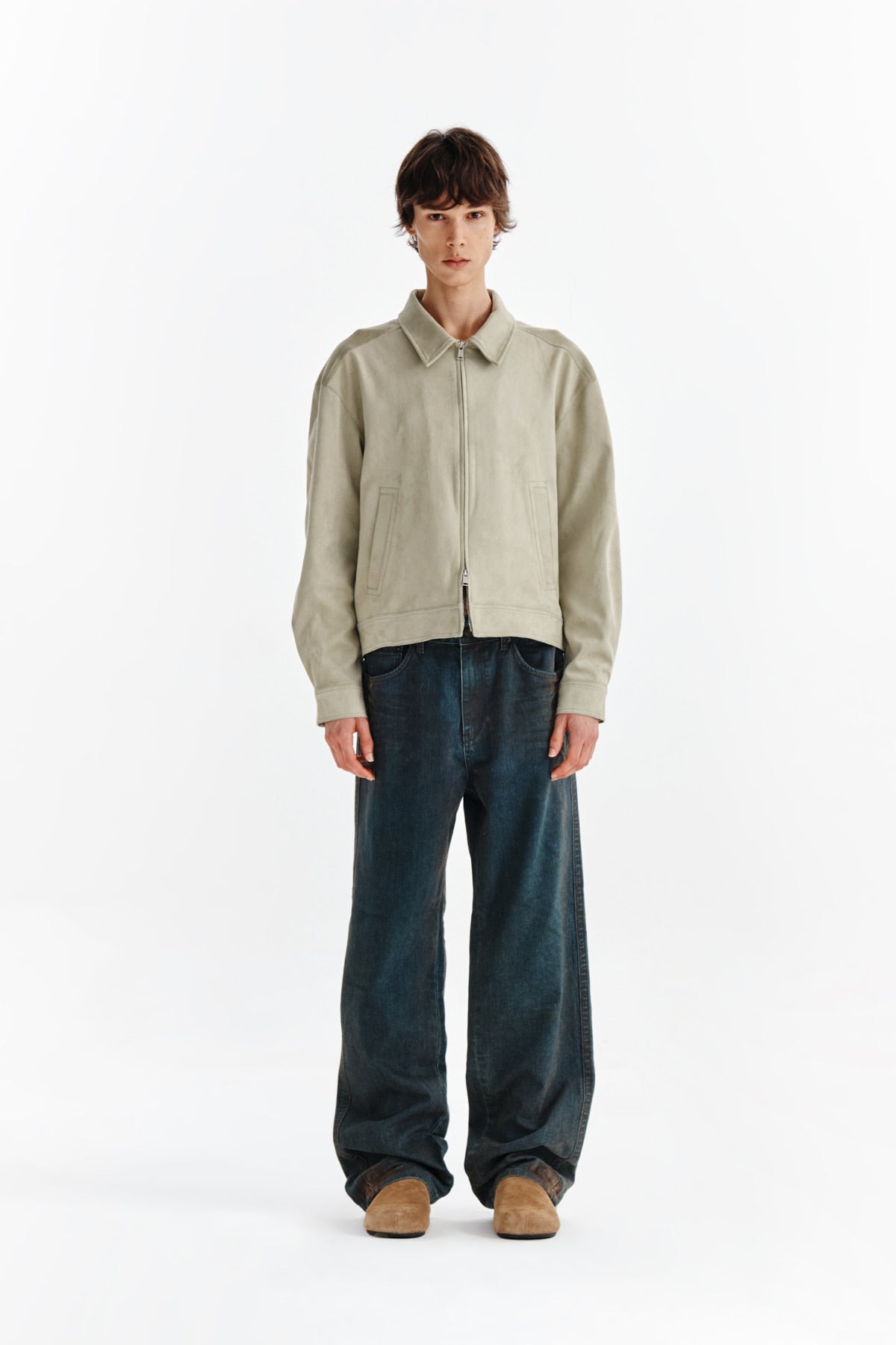 [matinkim] VINTAGE VELVET DENIM PANTS FOR MEN IN BLUE