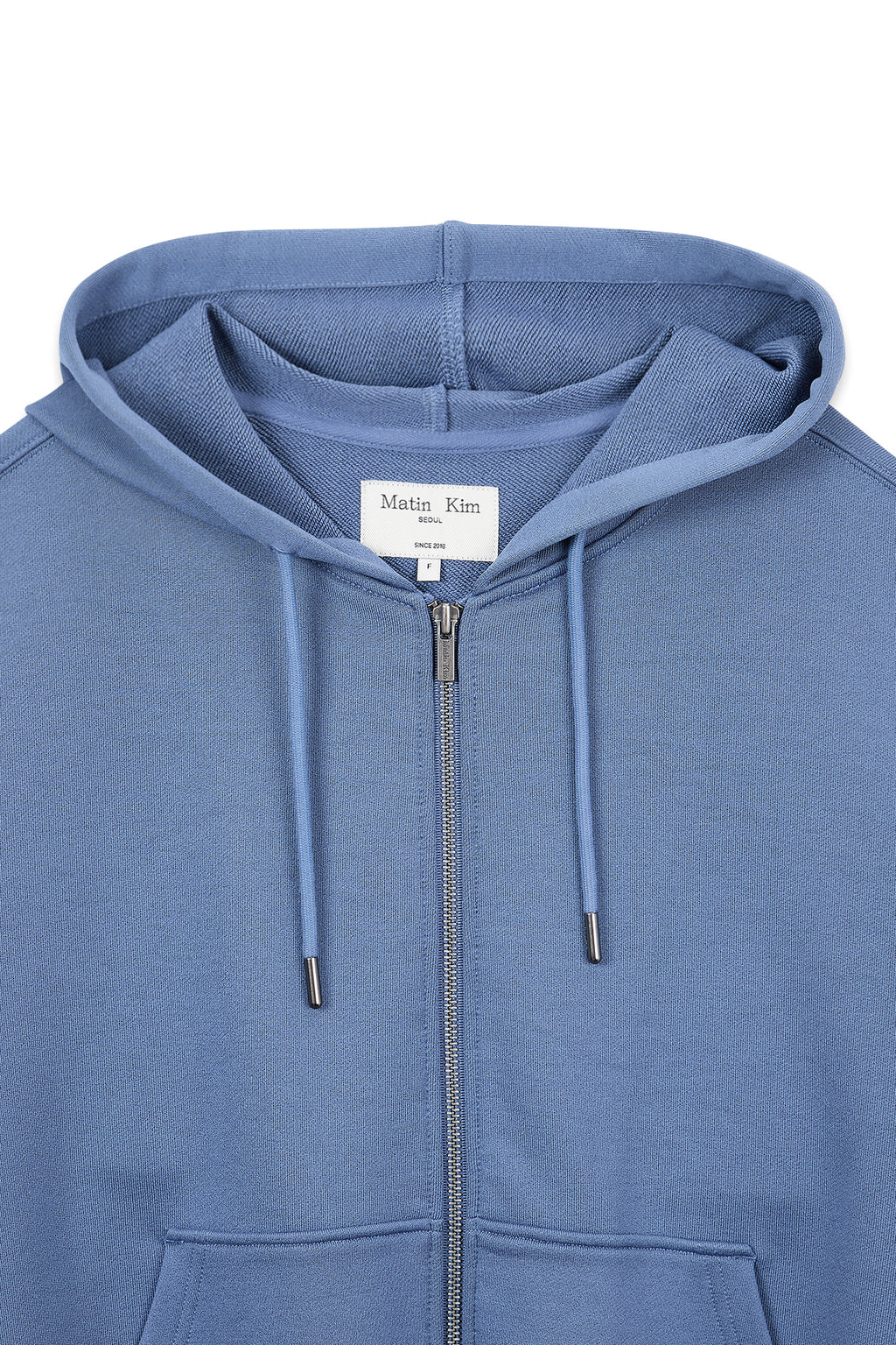 Matinkim Back Logo Glitter Hoody Zip UP For Women IN Blue