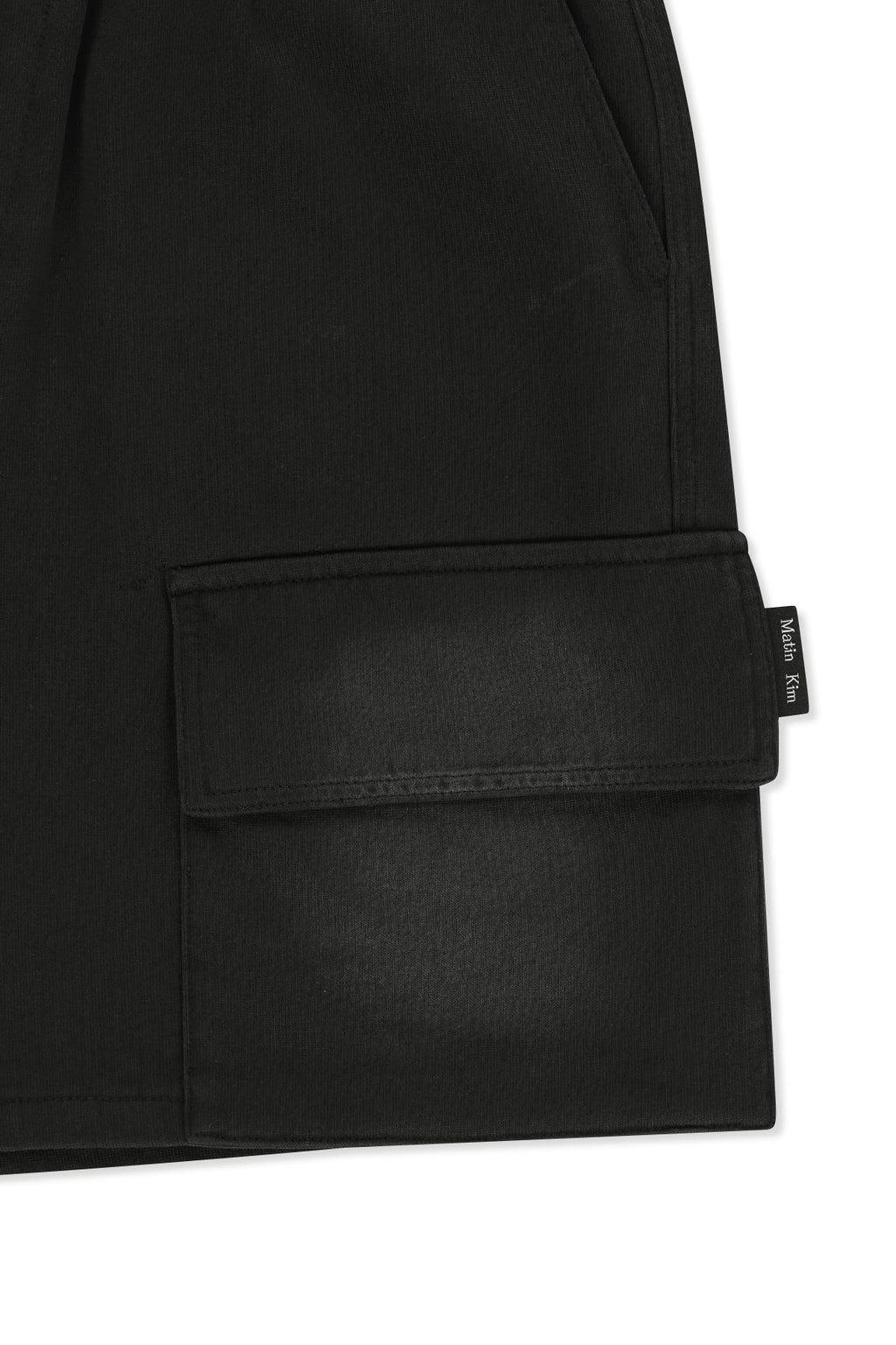Matinkim Vintage Washed Terry Cargo Shorts IN Black