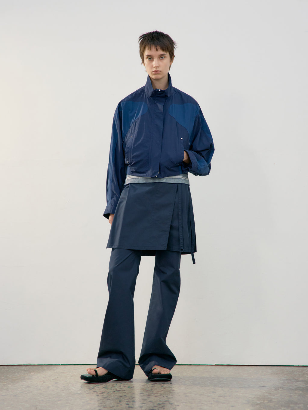 Low Classic New Layered Wrap Skirt Pants Navy