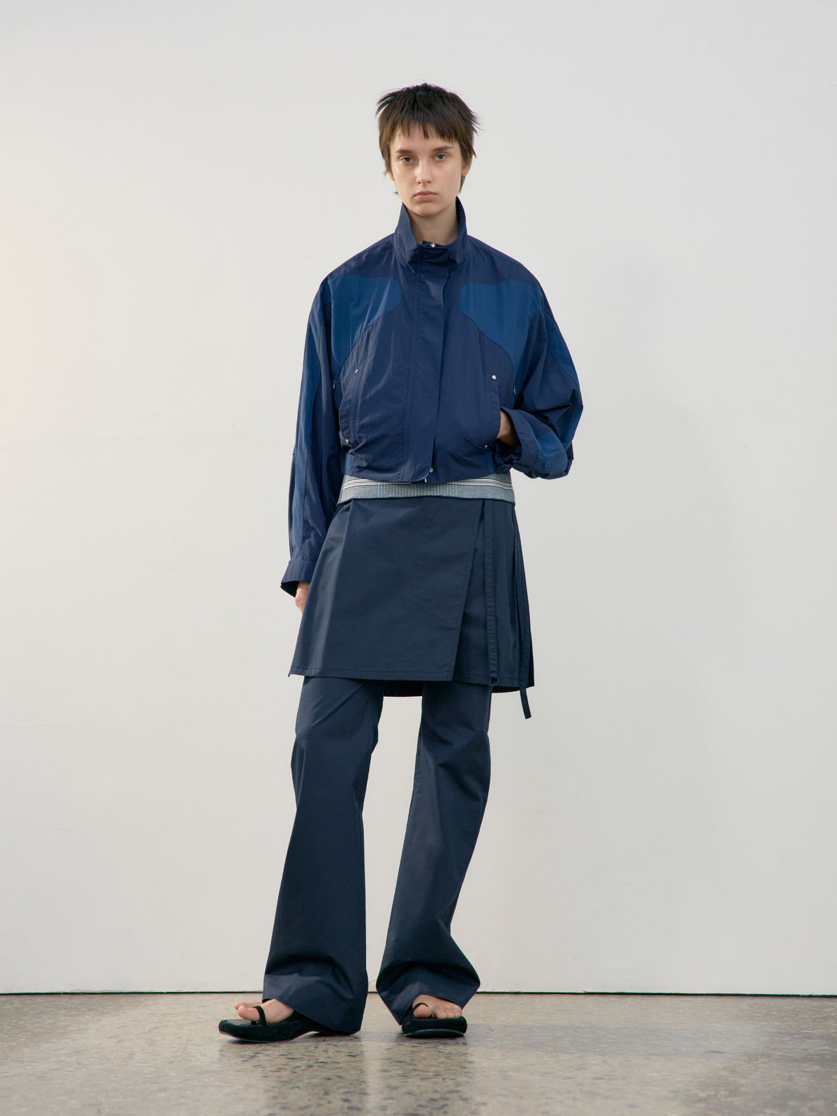 Low Classic New Layered Wrap Skirt Pants Navy