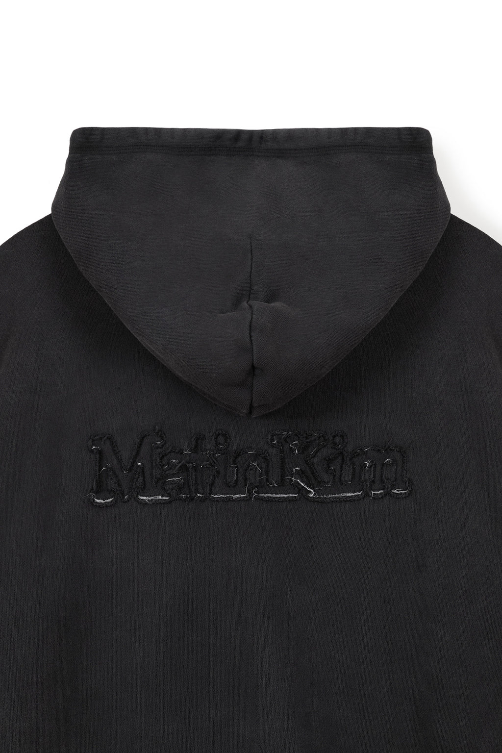 [matinkim] BACK LOGO WASHED HOODY ZIP UP FOR MEN IN CHARCOAL
