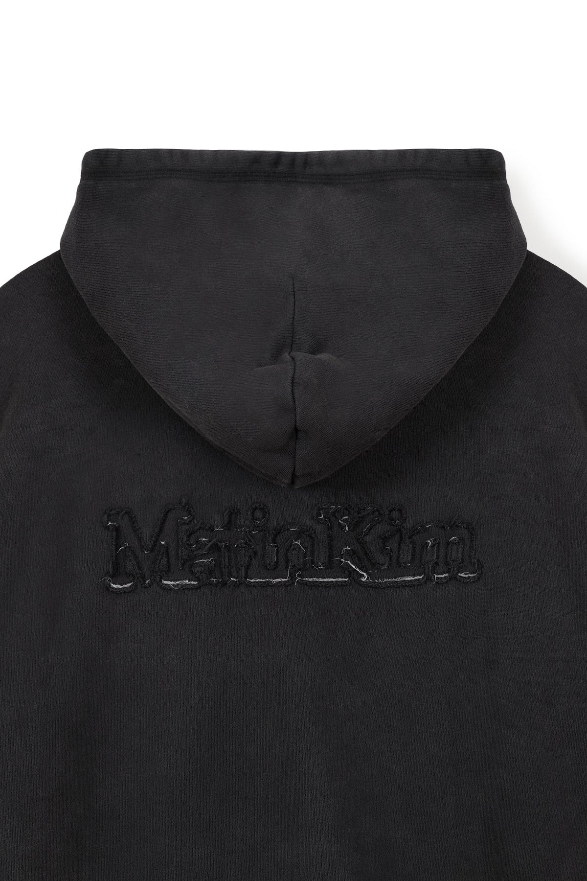 [matinkim] BACK LOGO WASHED HOODY ZIP UP FOR MEN IN CHARCOAL