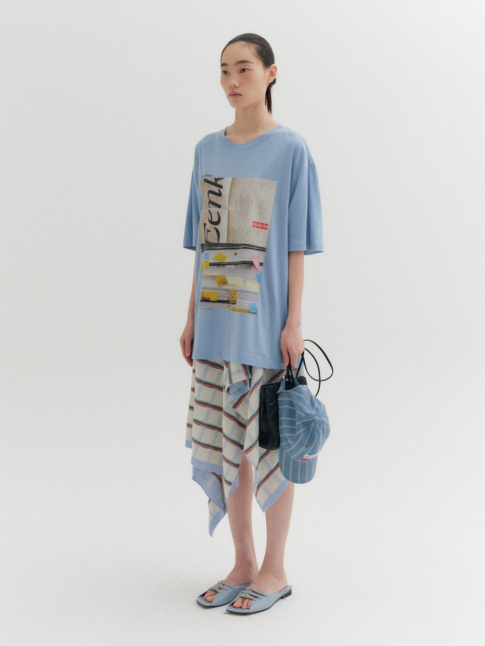 EENK Asymmetrical Knit Flared Skirt - Ivory