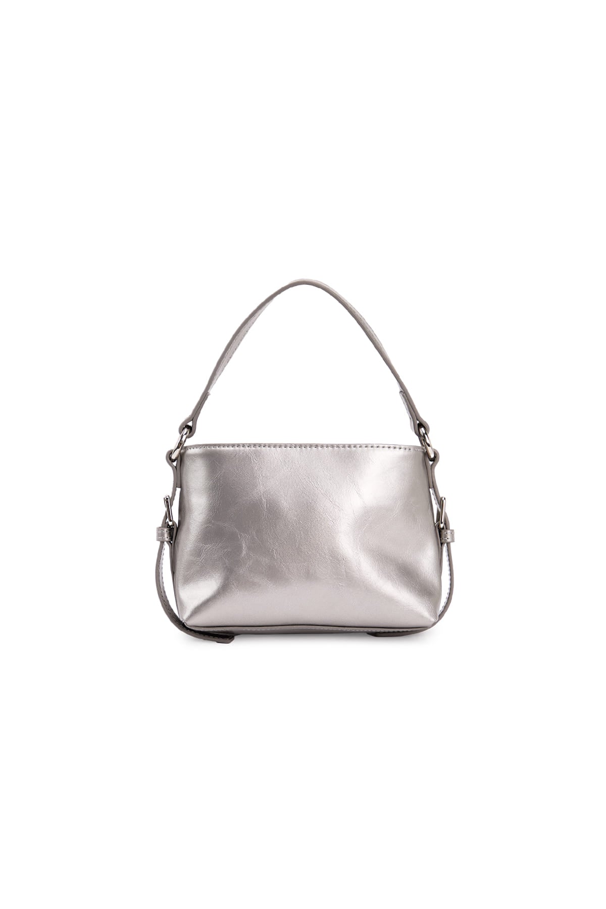 [matinkim] HANDLE MINI CROSS BAG IN DARK SILVER