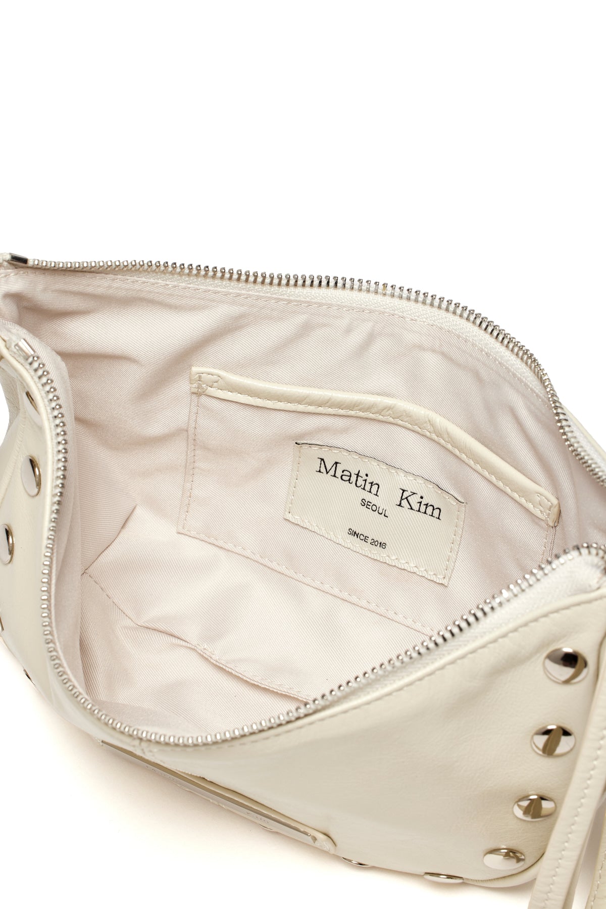 [matinkim] STUD LEATHER SHOULDER BAG IN IVORY