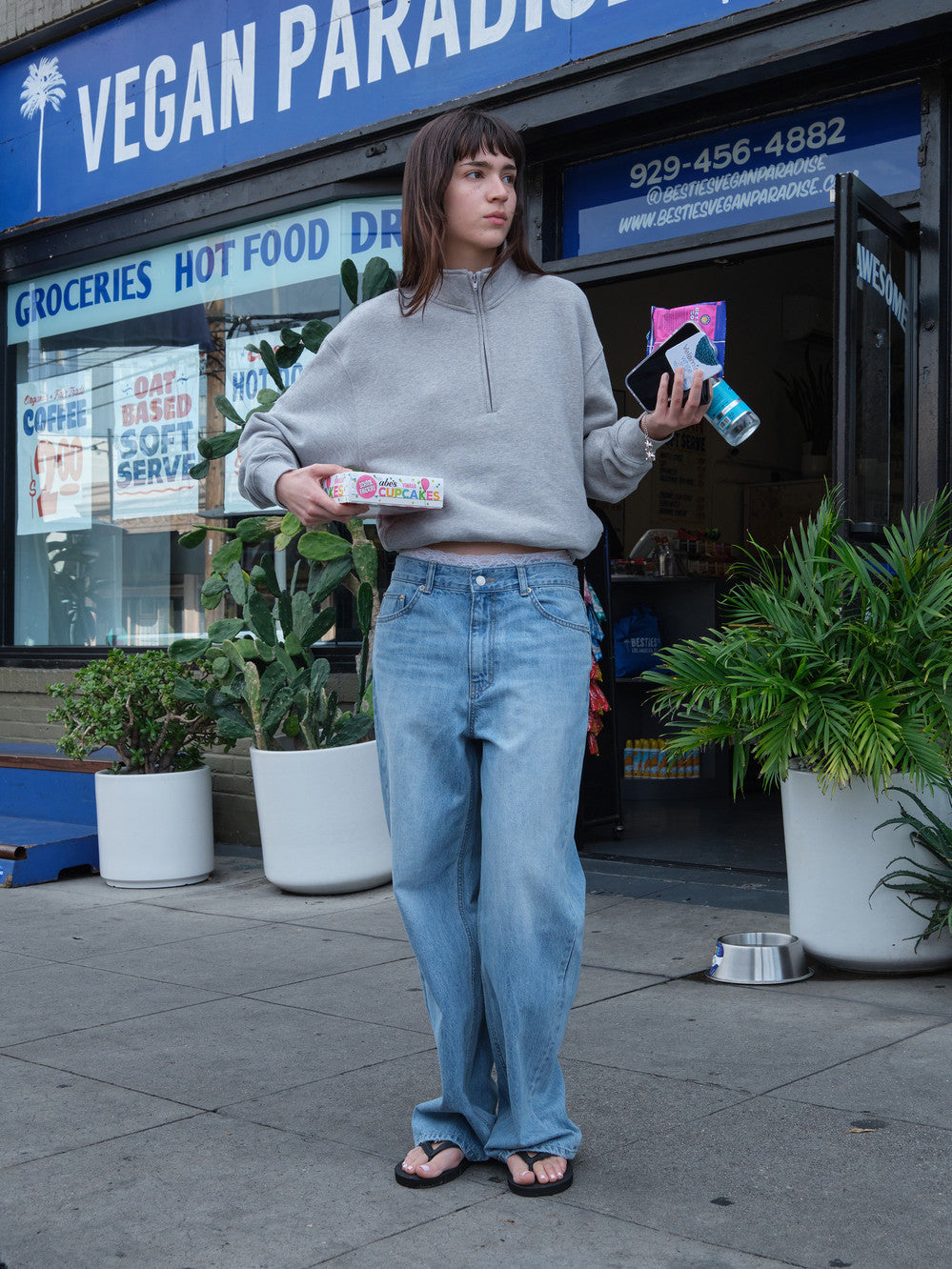 Low Classic Lc Sweat Half Zip-Up Melange Grey