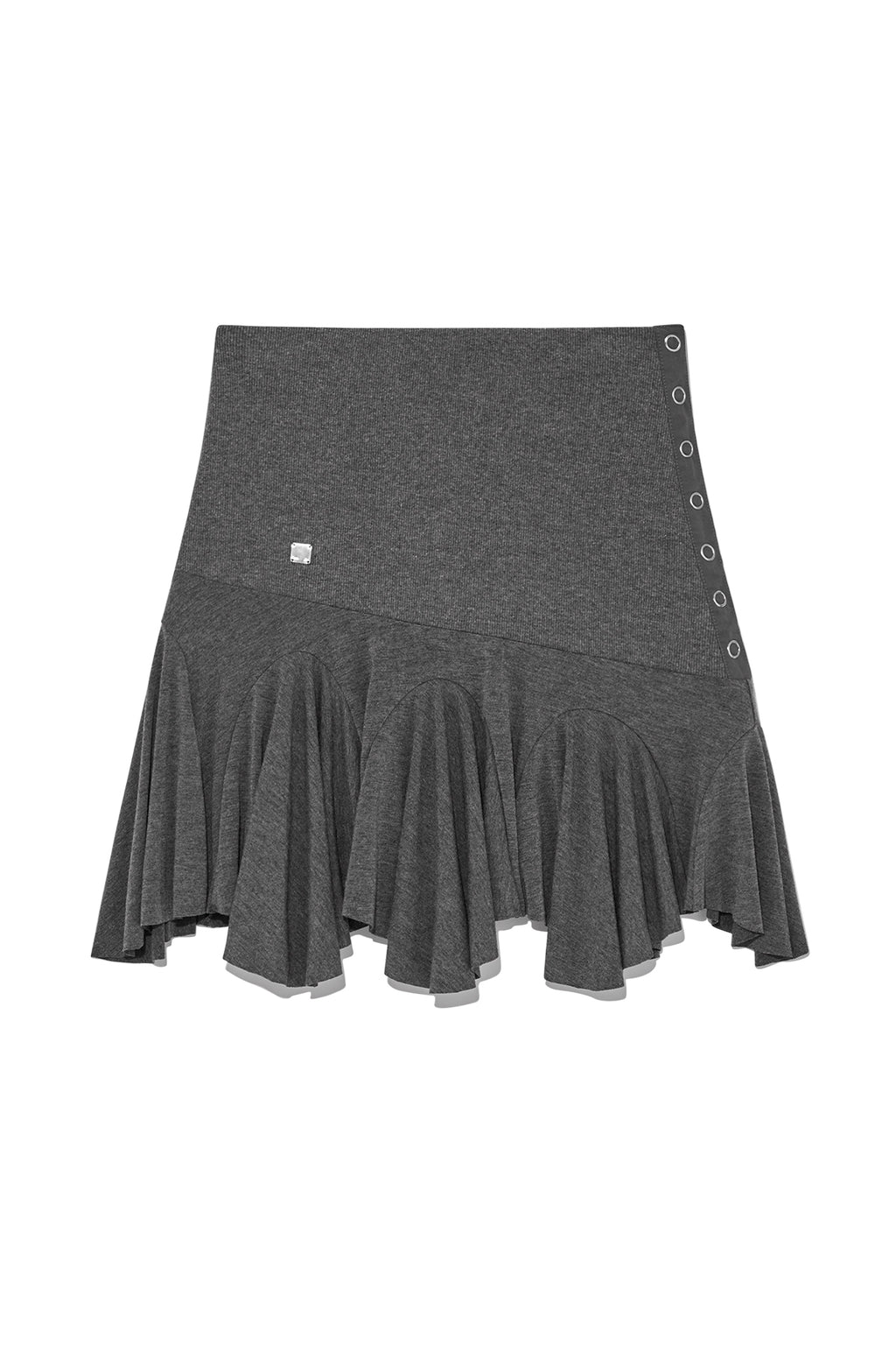 Matinkim Unbalance Flare Folding Skirt IN Charcoal
