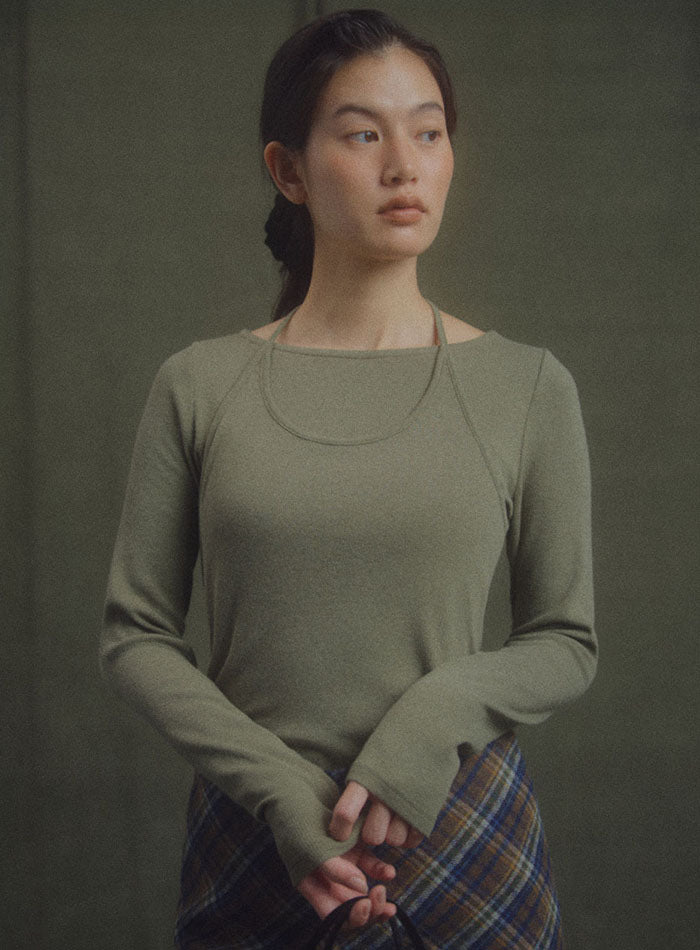 Mango Maniplease Yaro Halter Tee Khaki