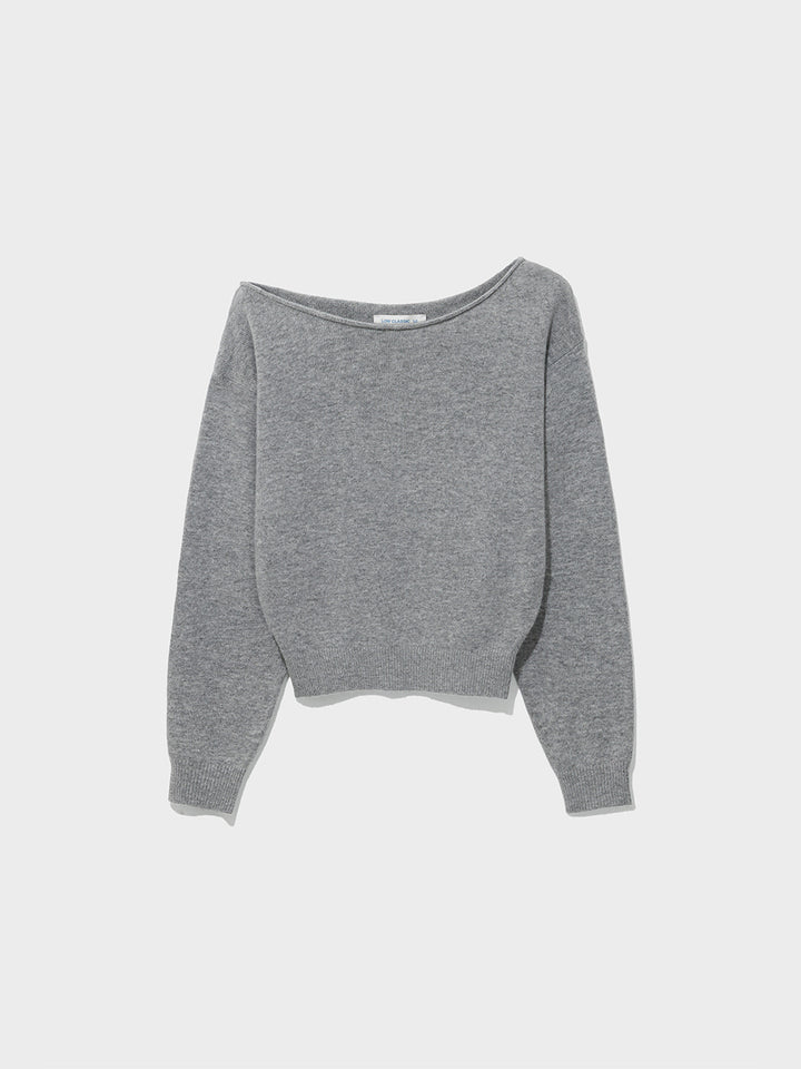 Low Classic Rolled Edge Off-Shoulder Sweater Melange Grey