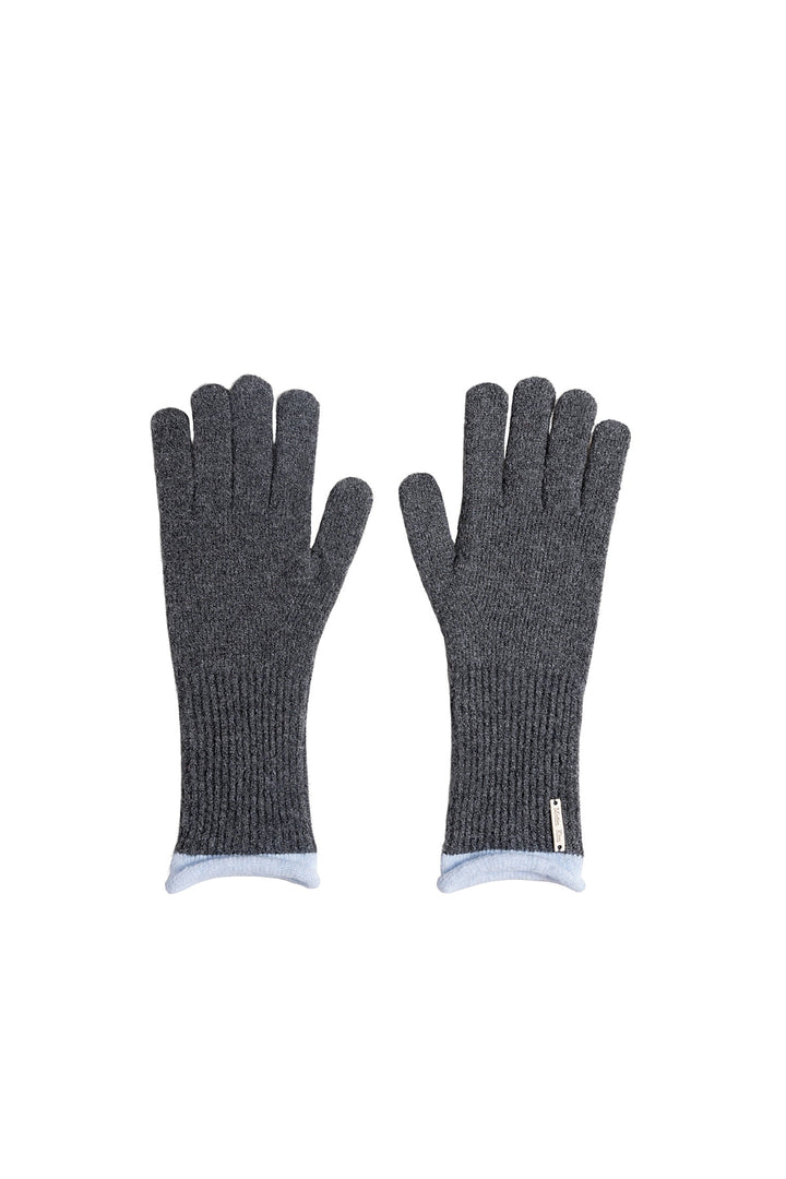 Matinkim Color-Block Cuff Gloves For Women In Grey
