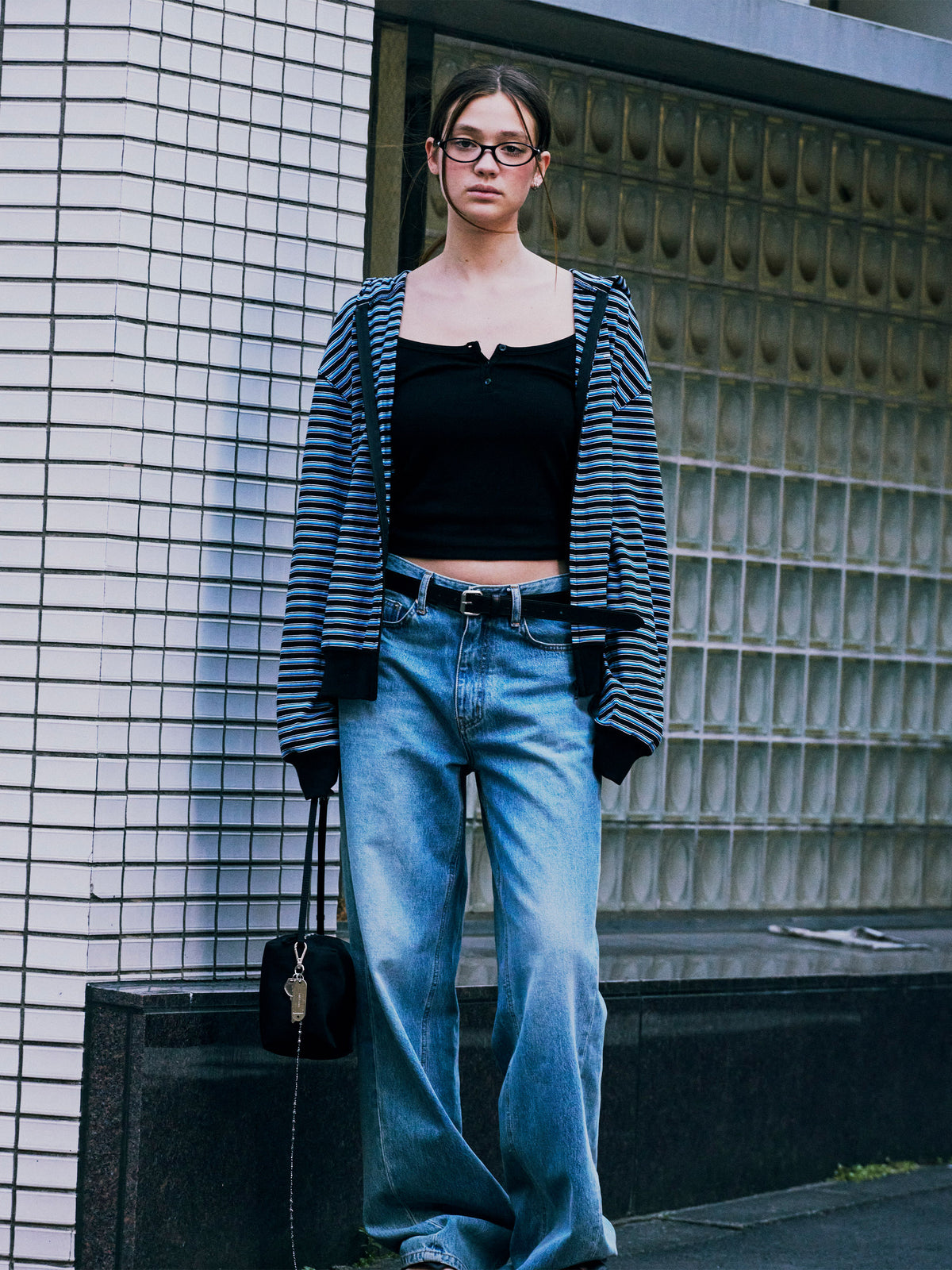 Low Classic Lc Striped Zip-Up Hoodie Black Stripe