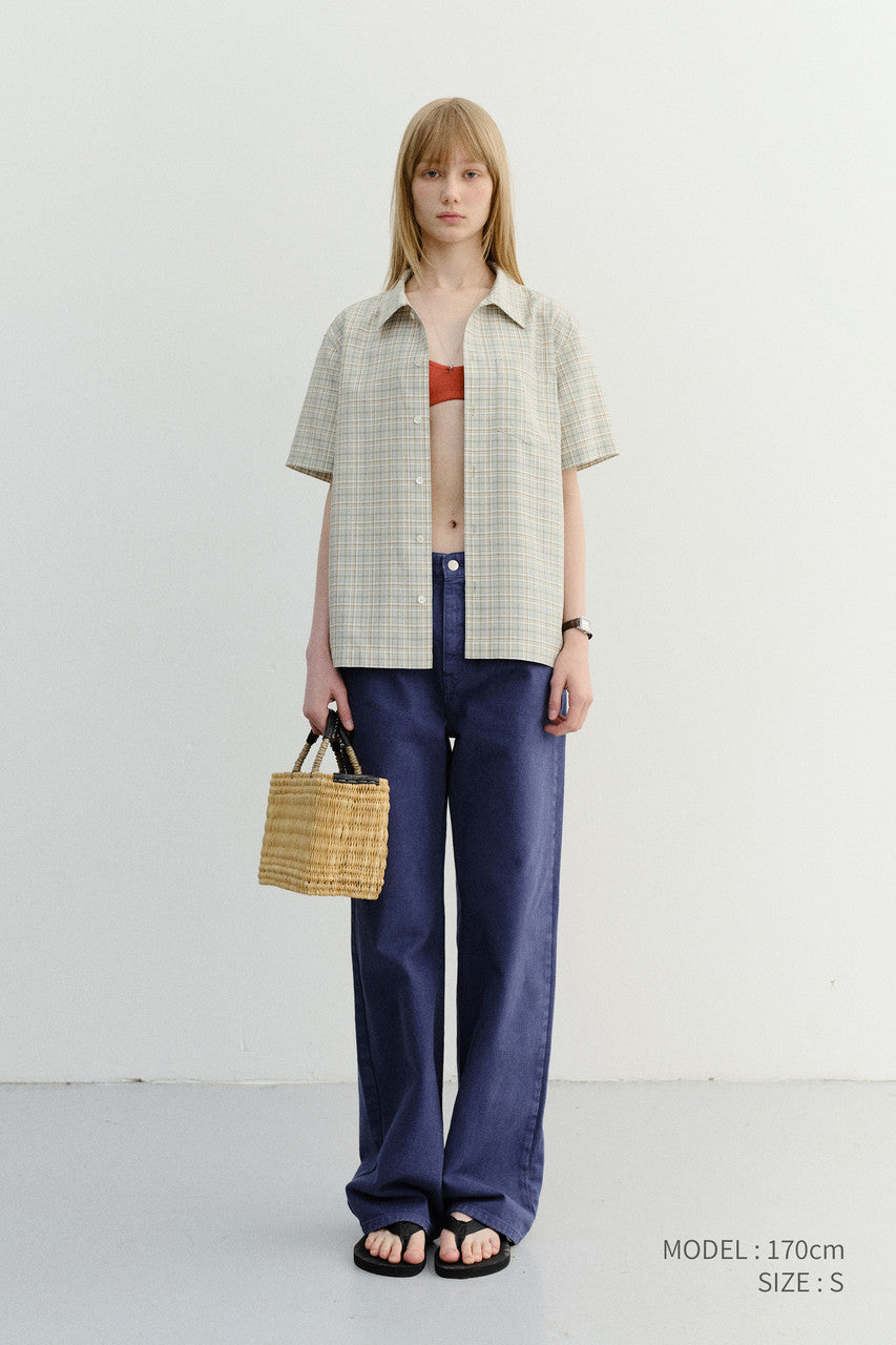 Dunst Unisex Checked Pajama Shirt Olive Check