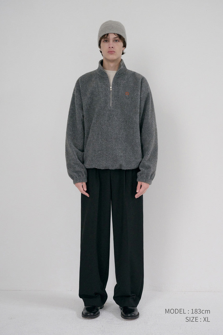 Dunst Unisex Half Zip-Up Fleece Sweatshirt Melange Grey
