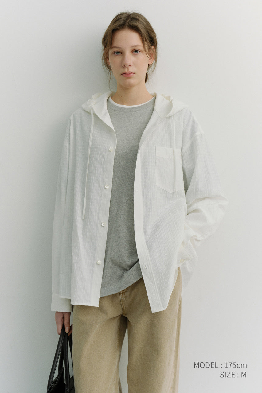 Dunst Unisex Classic Hooded Shirt White Check