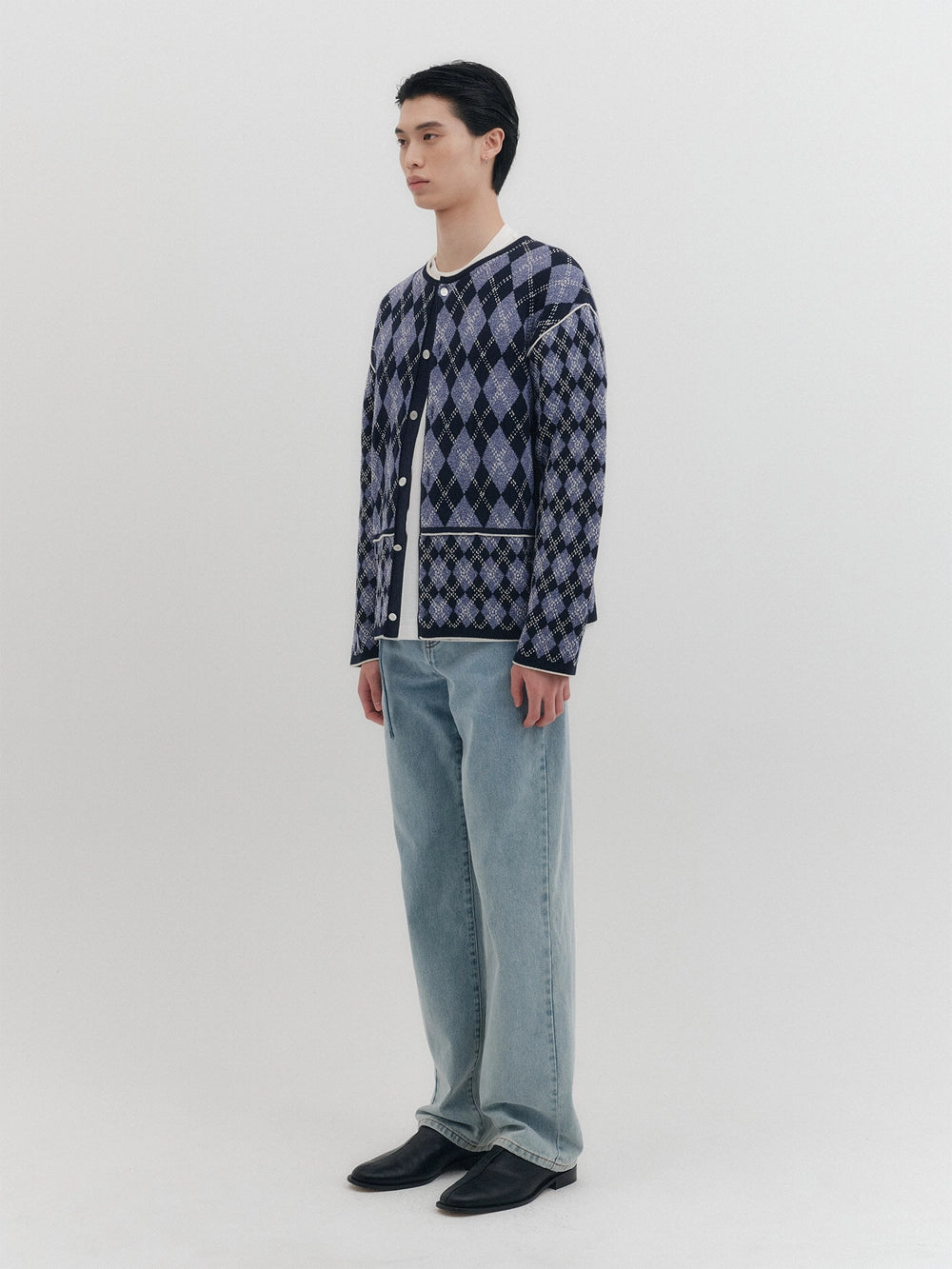 EENK Argyle Knitwear Cardigan - Navy
