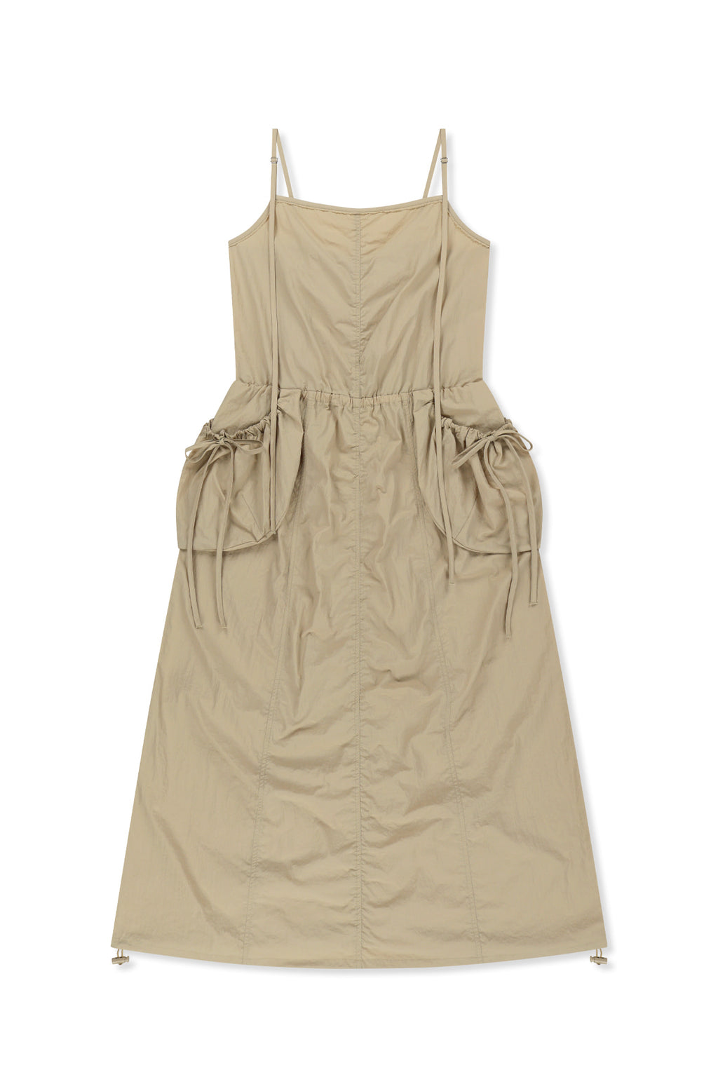 [matinkim] Strap Detail Sleeveless Utility Dress IN Beige