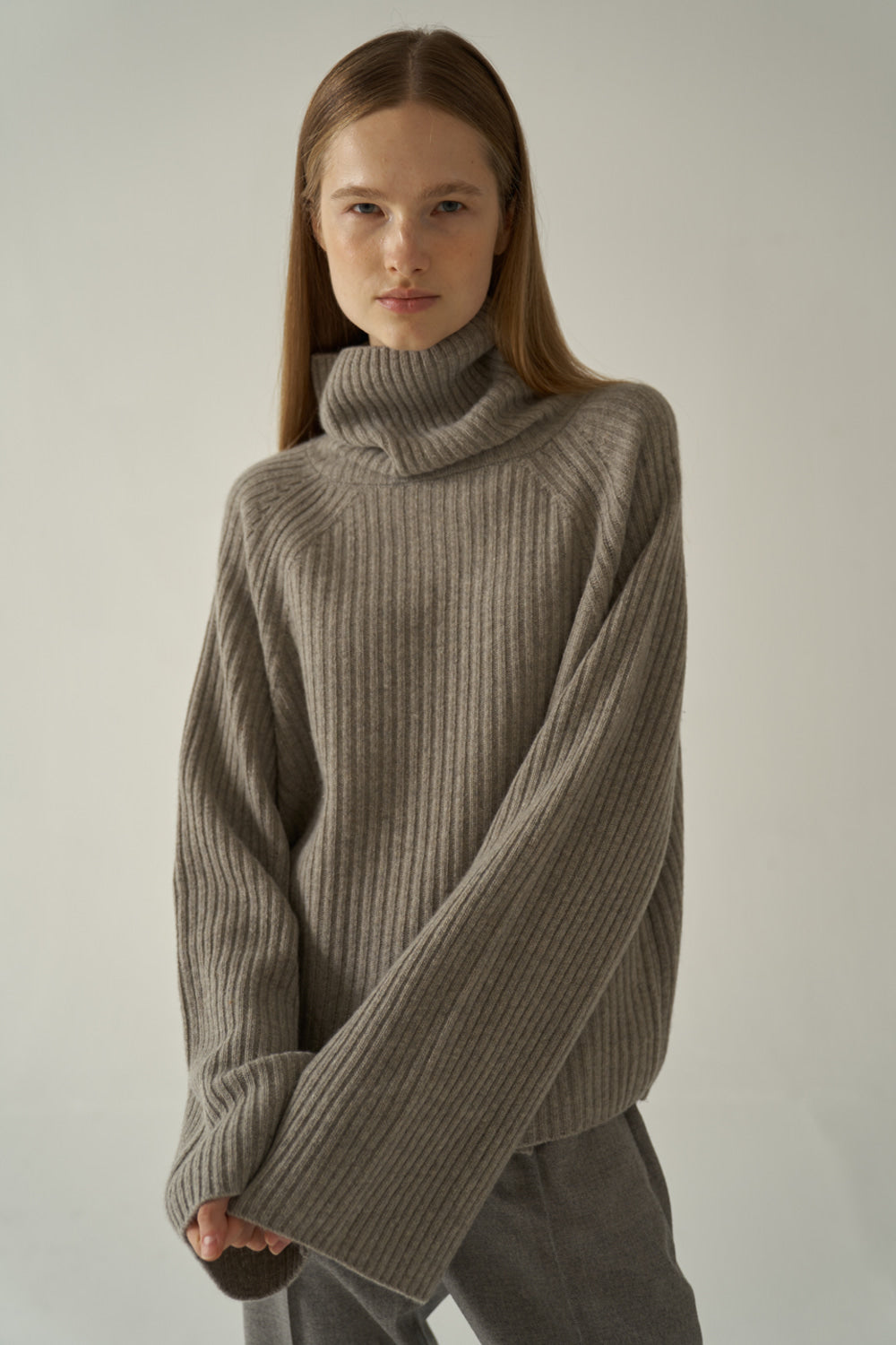 Facade Pattern Cashmere Turtleneck Knitwear ash grey