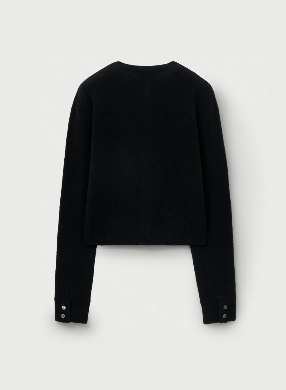 [satur] (W) Loren Wool Blend Crew Neck Knit Cardigan - Black
