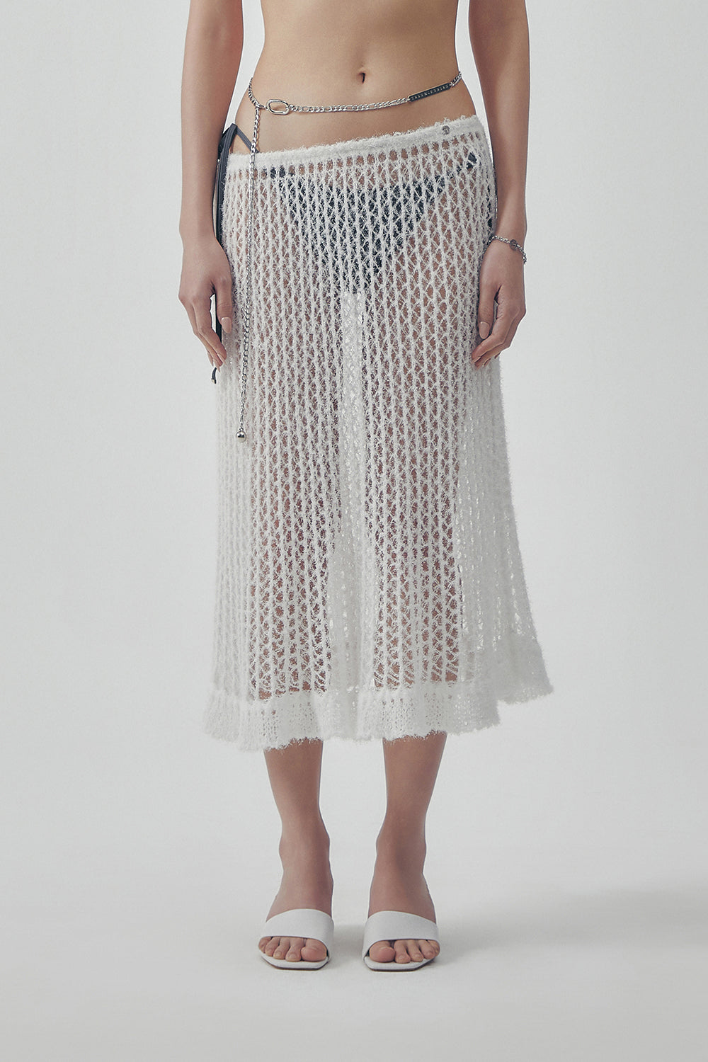 Treemingbird Soft Kint Layered Skirt White