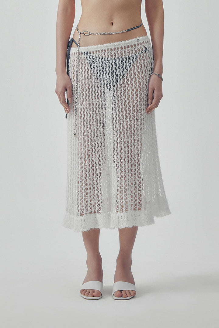 Treemingbird Soft Kint Layered Skirt White