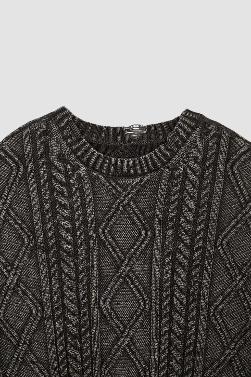 [matinkim] Washed Cable Pullover IN Dark Brown