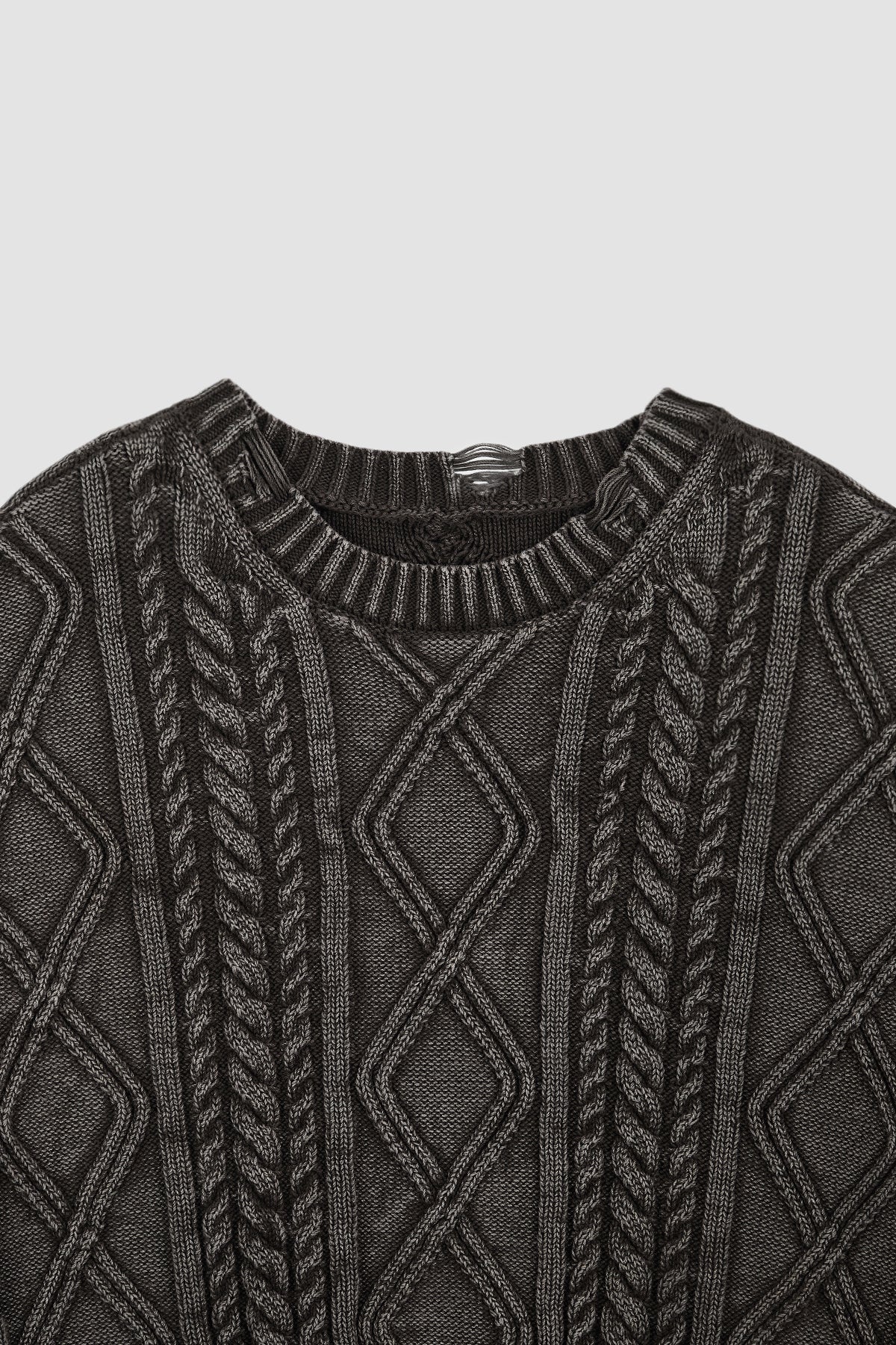 [matinkim] Washed Cable Pullover IN Dark Brown