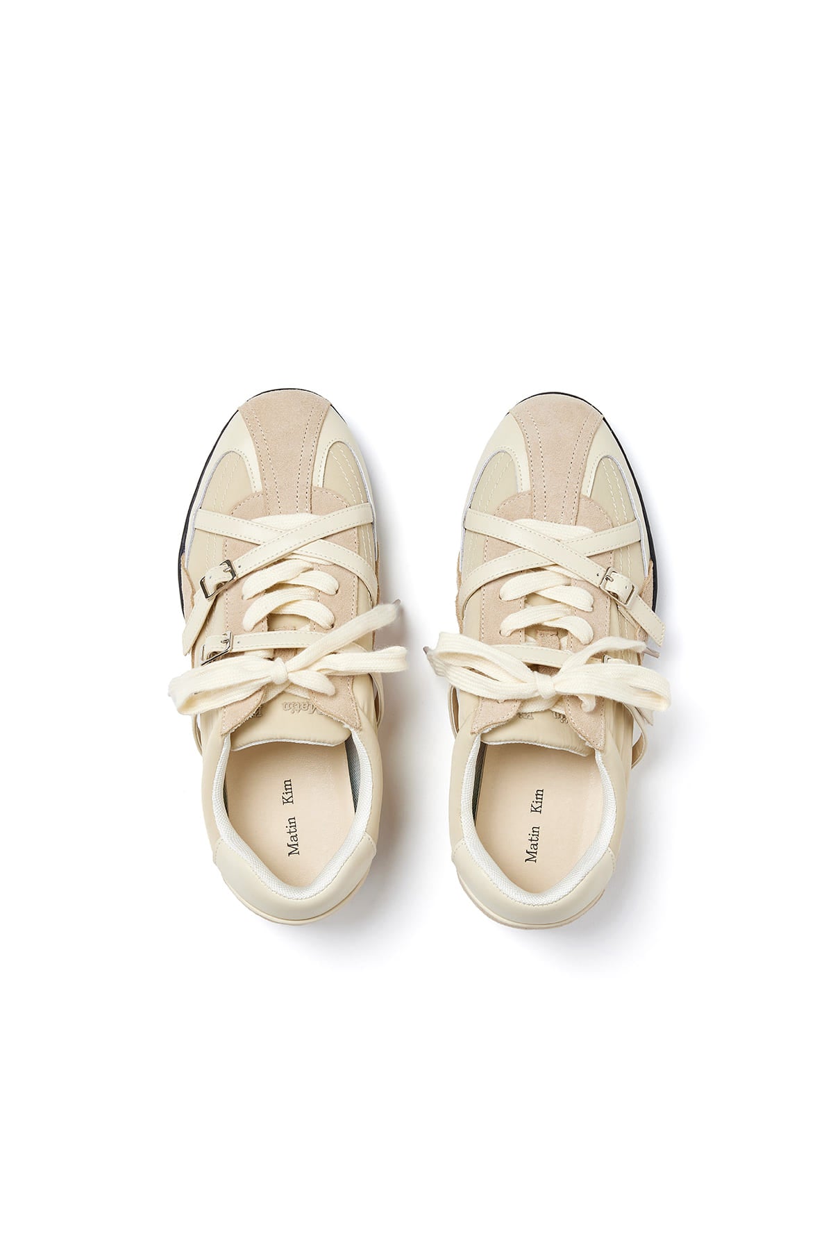 Matinkim Cross Strap Suede Block Sneakers IN Beige