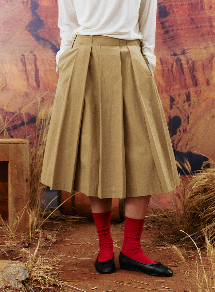 Mango Maniplease Cindy Tuck Skirt Beige