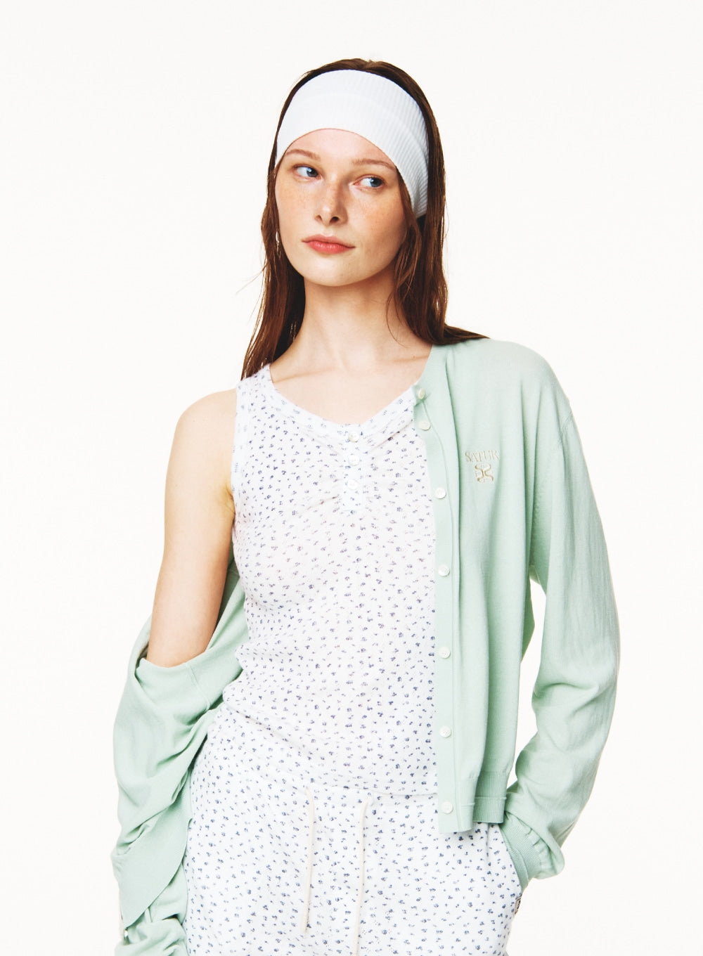 [satur] (W) Light Weight Knit Cardigan - Mint