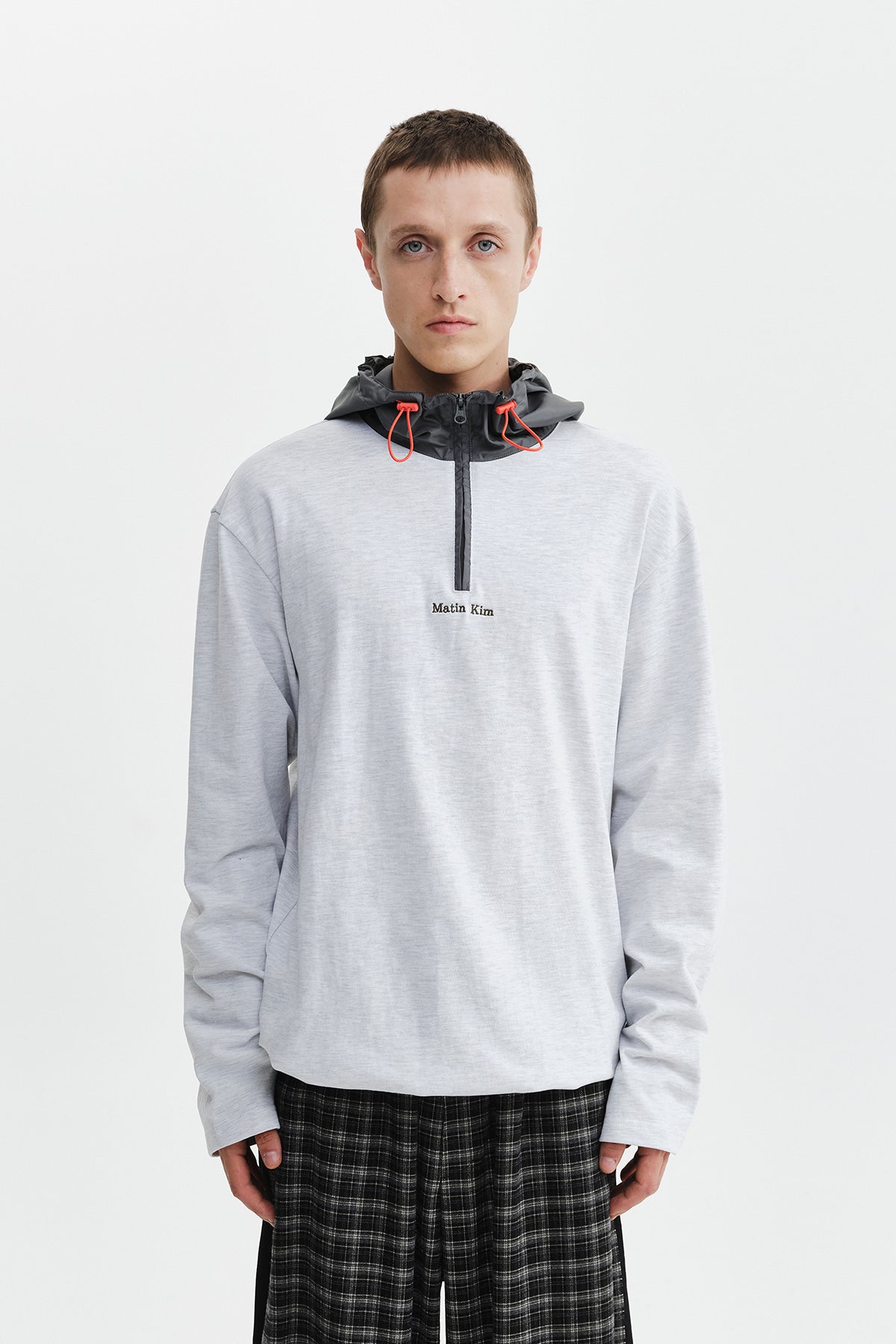 Matinkim Color Block Hoody Quarter Zip UP IN Light Grey
