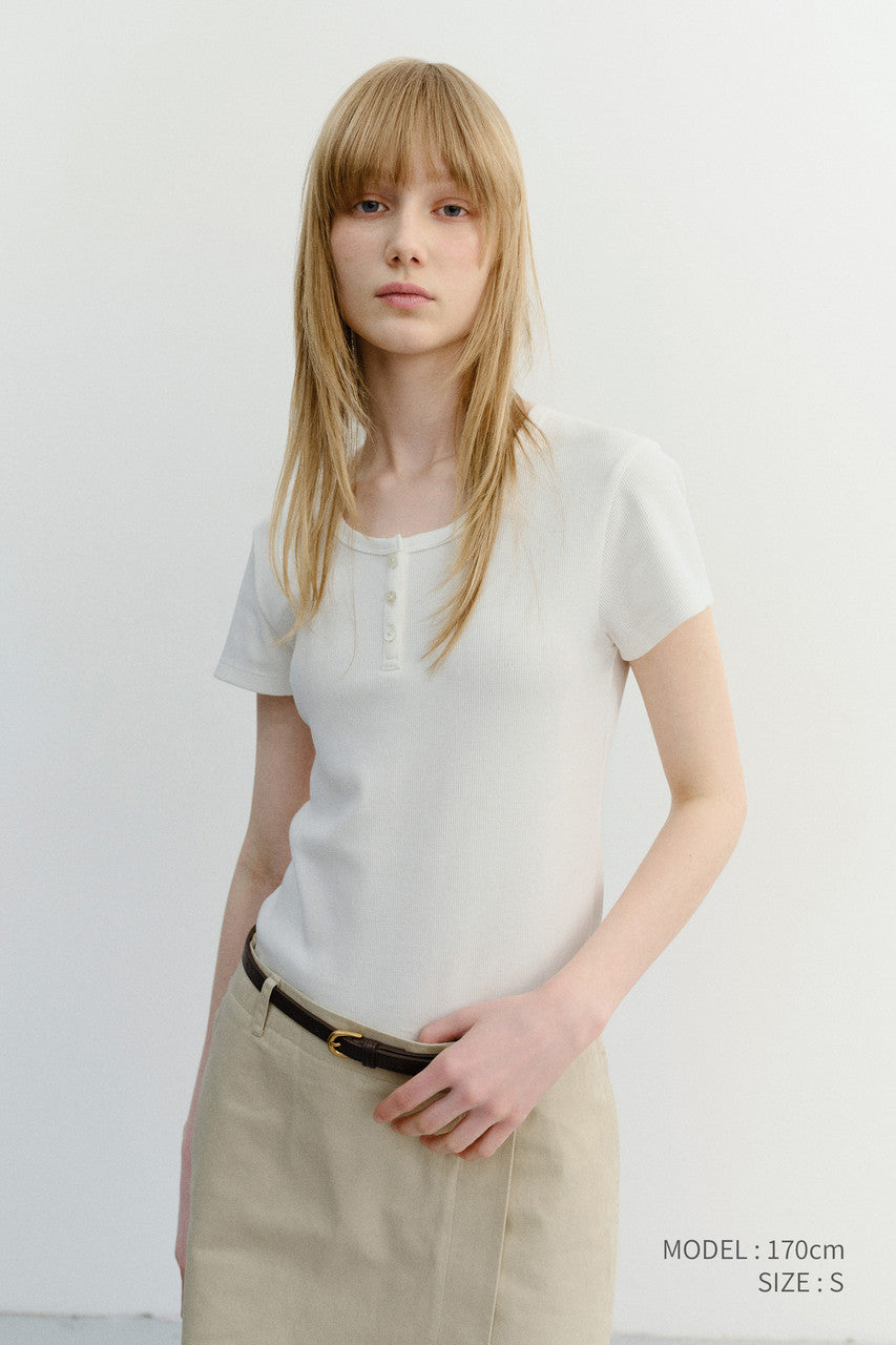 Dunst Classic Scoop Neck Top Ivory