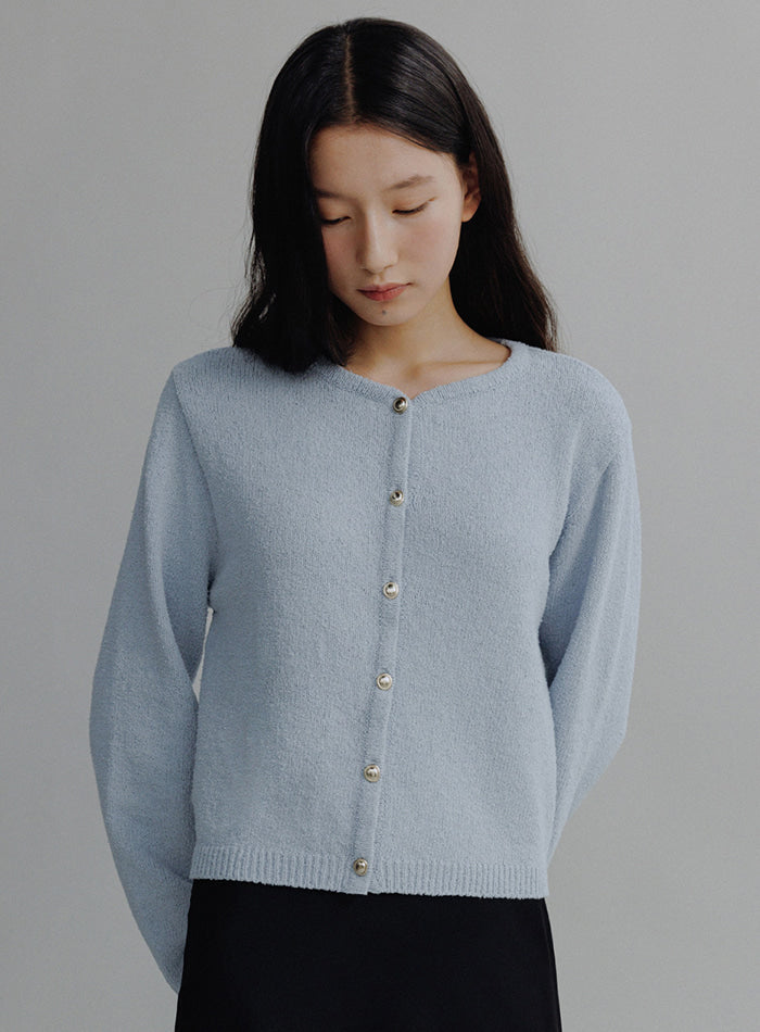 Mango Maniplease Erin Boucle Cardigan Sky Blue