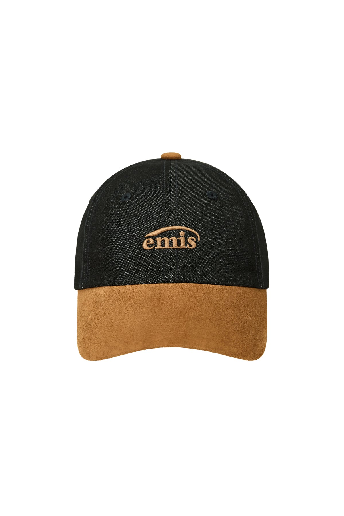 Emis Small Logo Suede Brim Ball Cap-Black