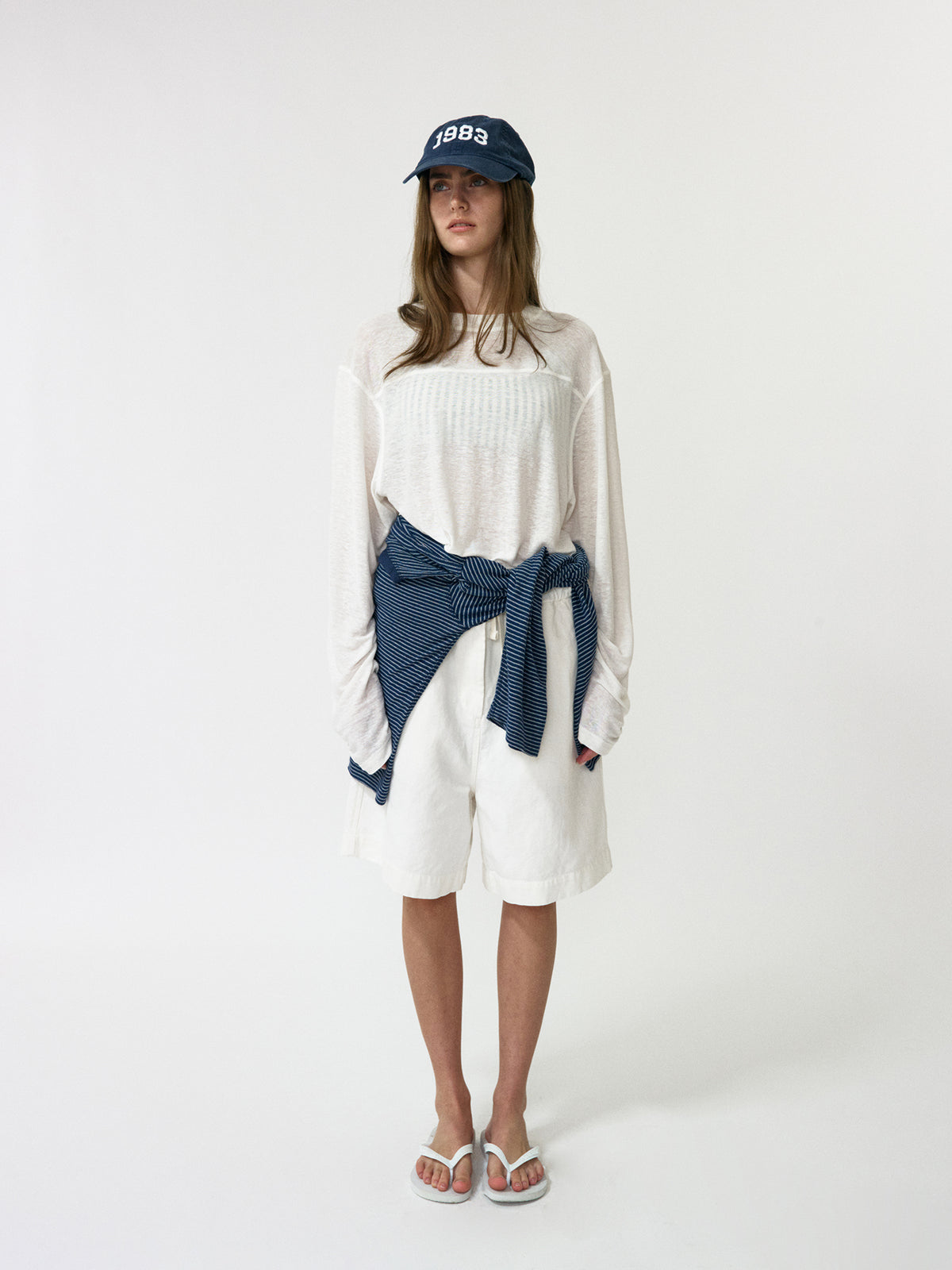 Nothing Written Pale linen banding pants (White)