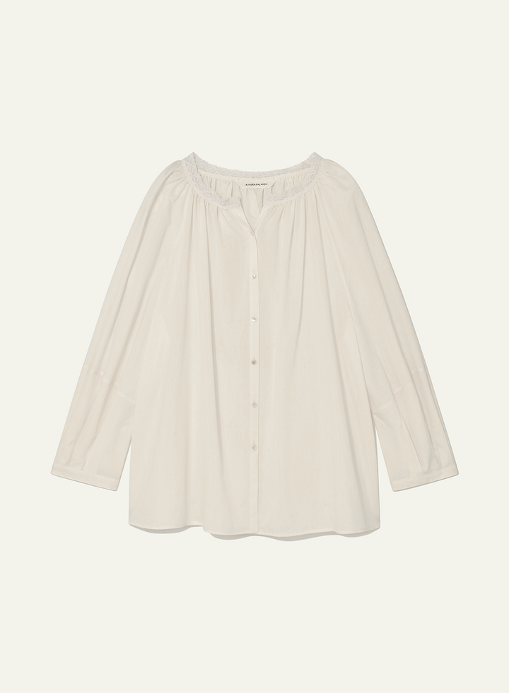 Kindersalmon Gather Cotton Blouse Ivory