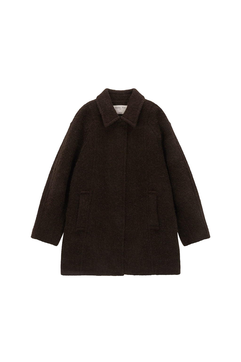 Matinkim Raglan Boucle Half Coat IN Dark Brown