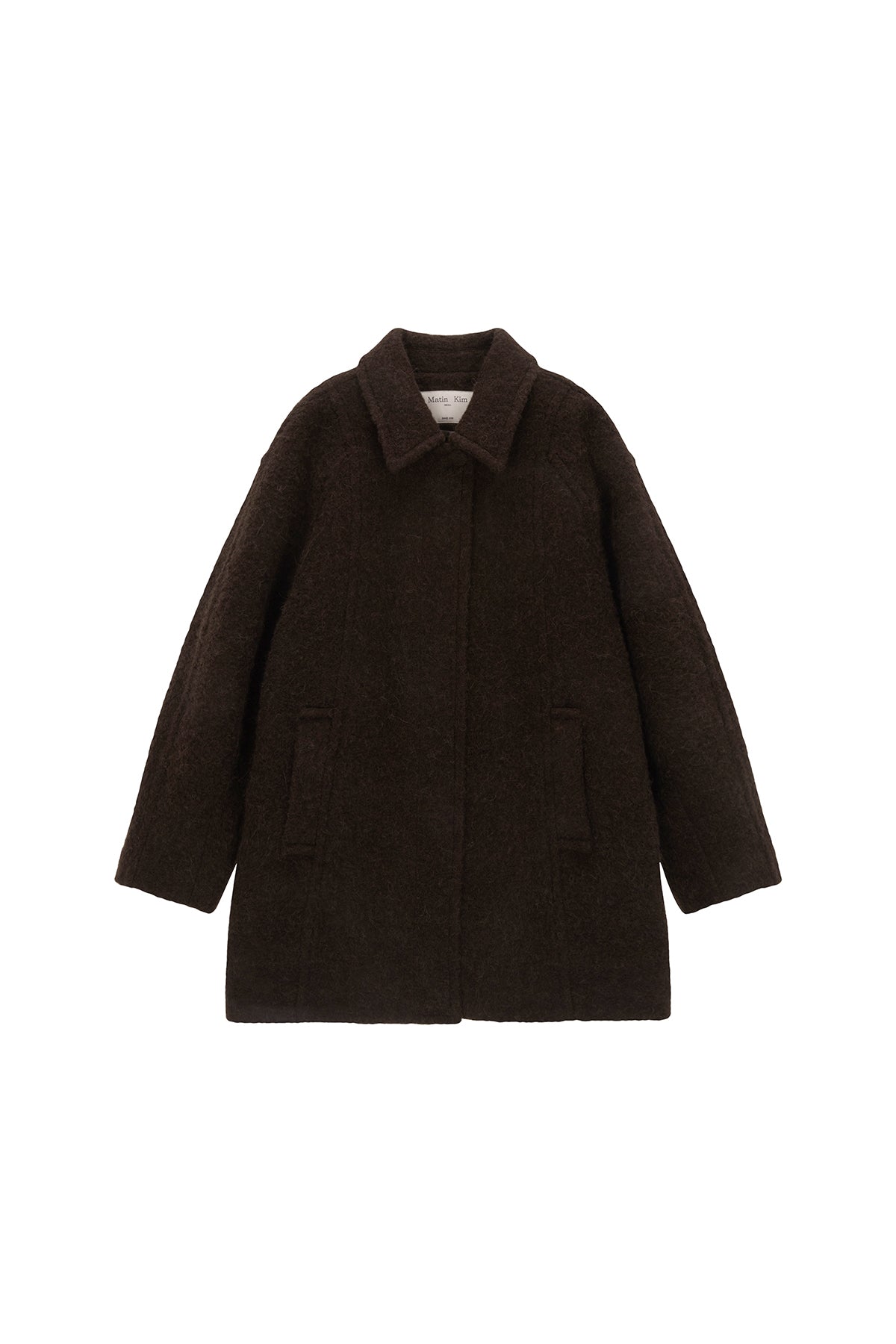 Matinkim Raglan Boucle Half Coat IN Dark Brown