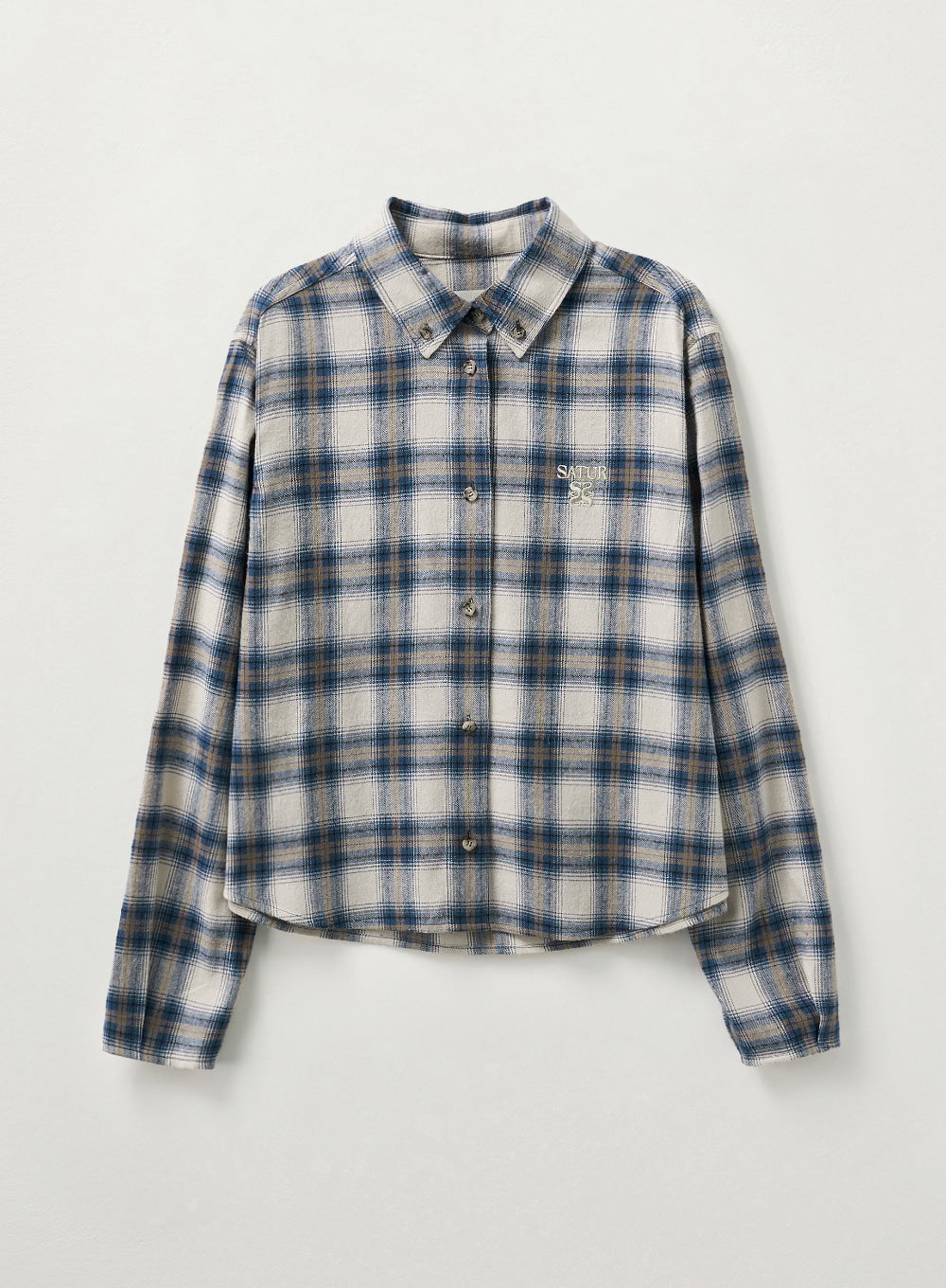 [satur] (W) Classic Flannel Check Shirt - Blue