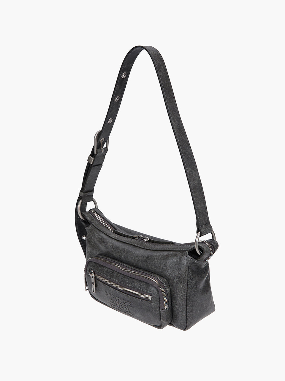 Margesherwood Outpocket Hobo Mini white+grey two-tone cracked