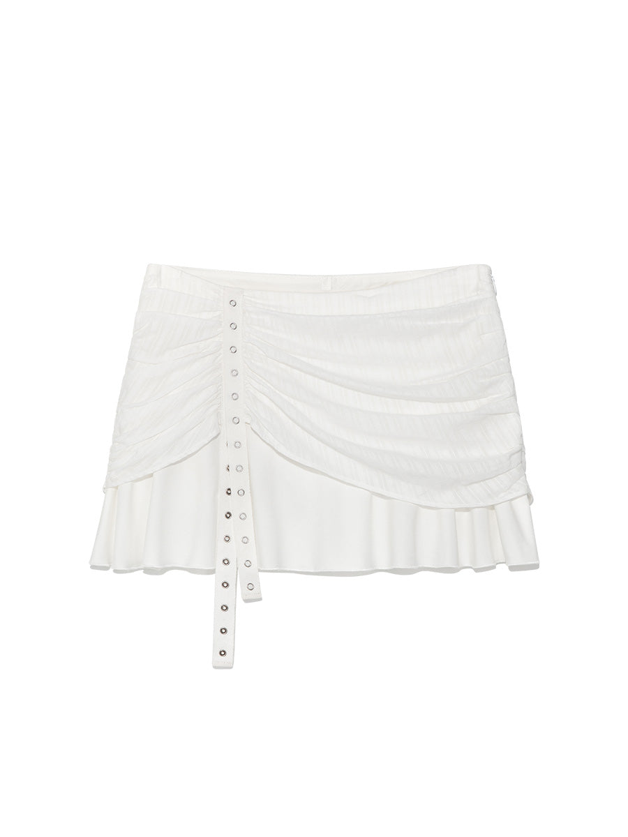 GLOWNY Misty Sheer Mini Skirt (White)