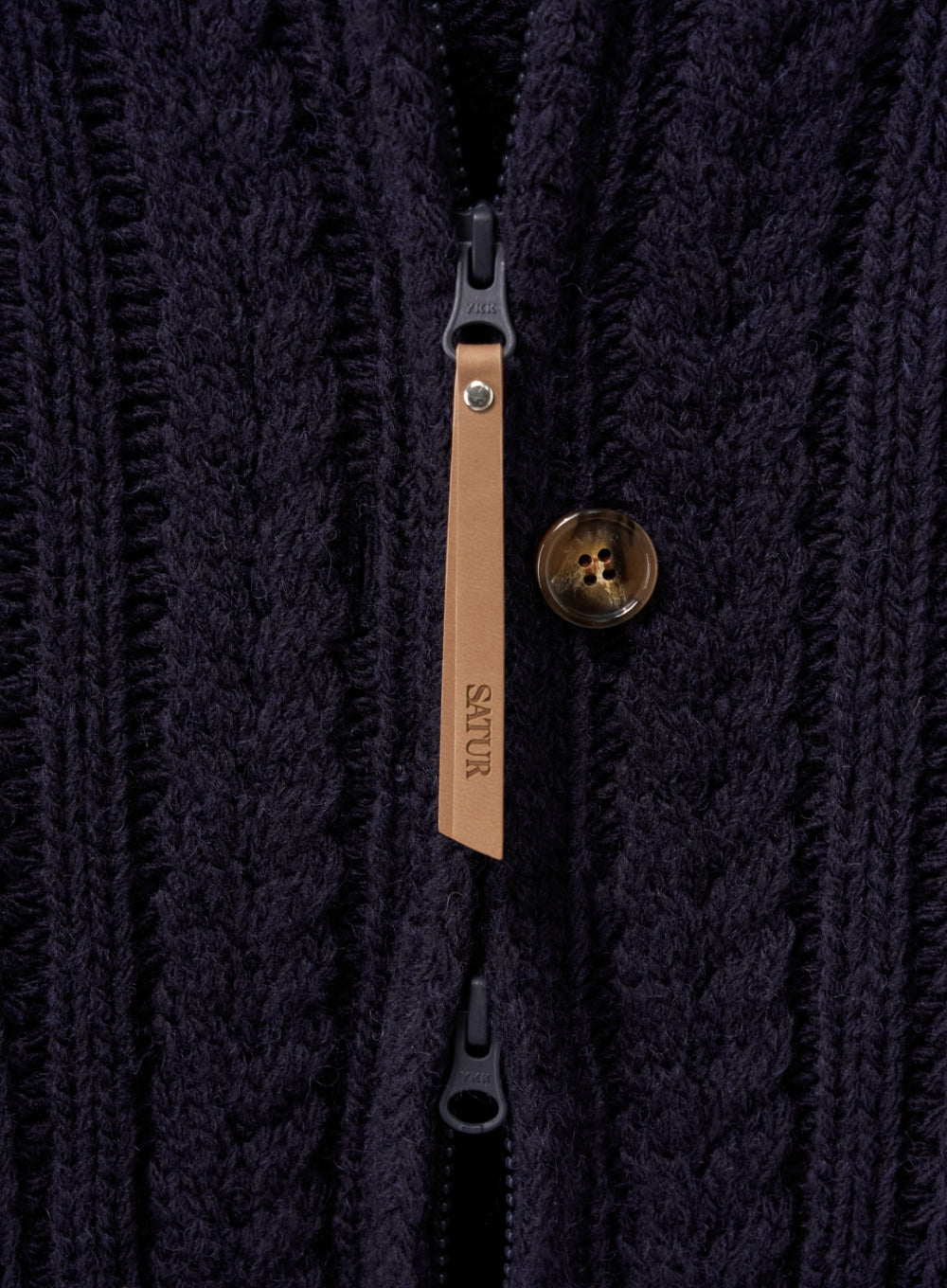 [satur] (W) Lawton Cowichan Knit Cardigan - Navy