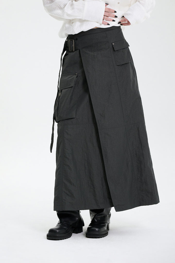 Treemingbird Belted Cargo Skirt Charcoal