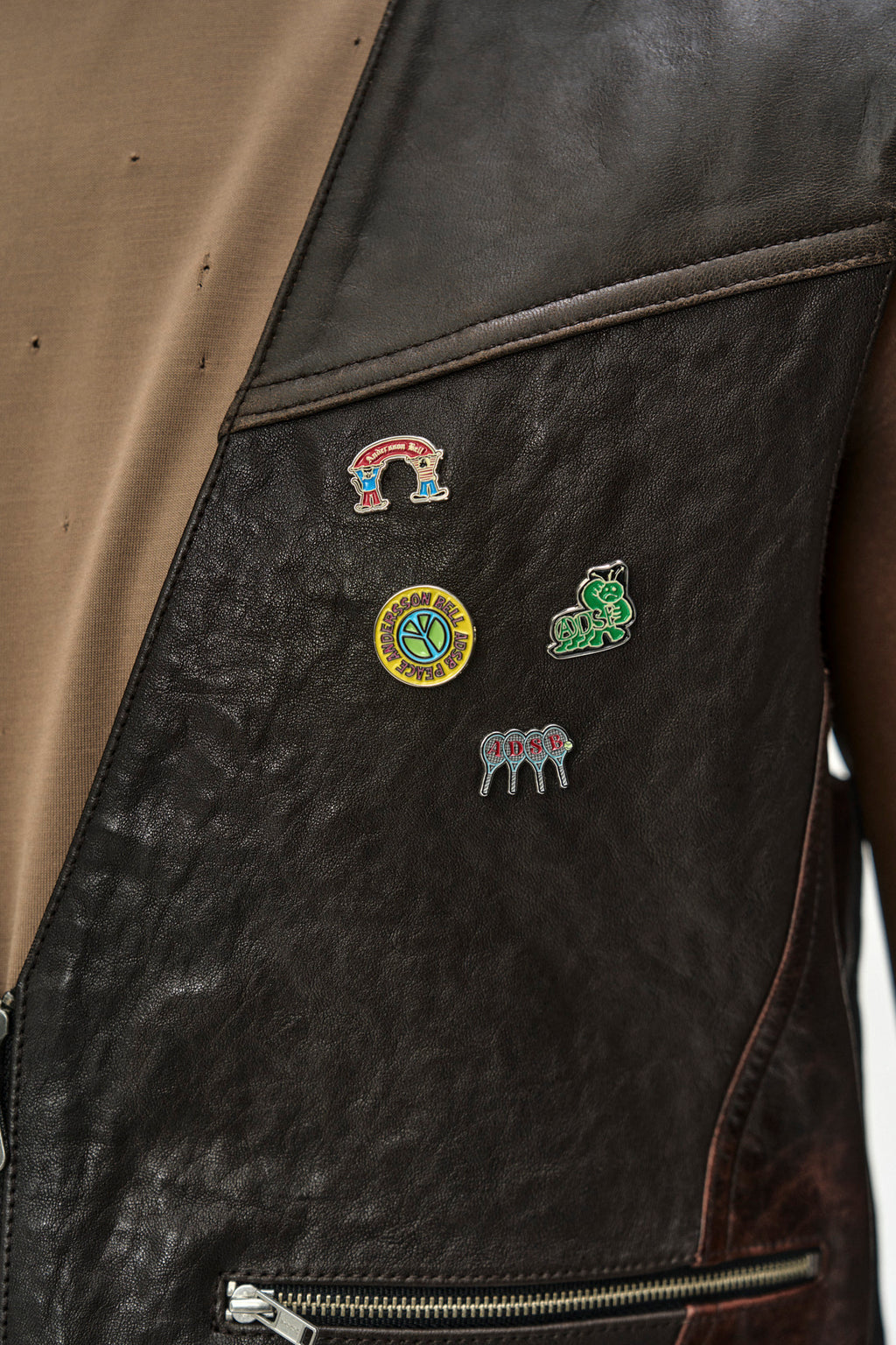 Andersson Bell Back Knit Patchwork Leather Vest
