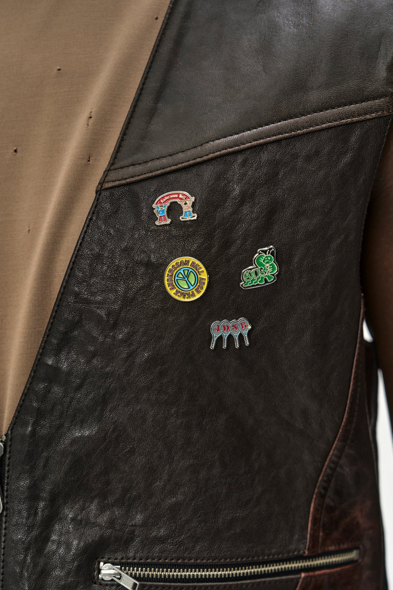 Andersson Bell Back Knit Patchwork Leather Vest