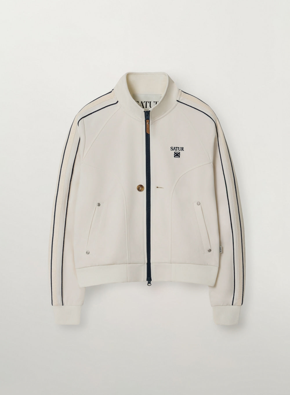 satur (W) Essential Lawton Track Zip-up Jacket - Cream