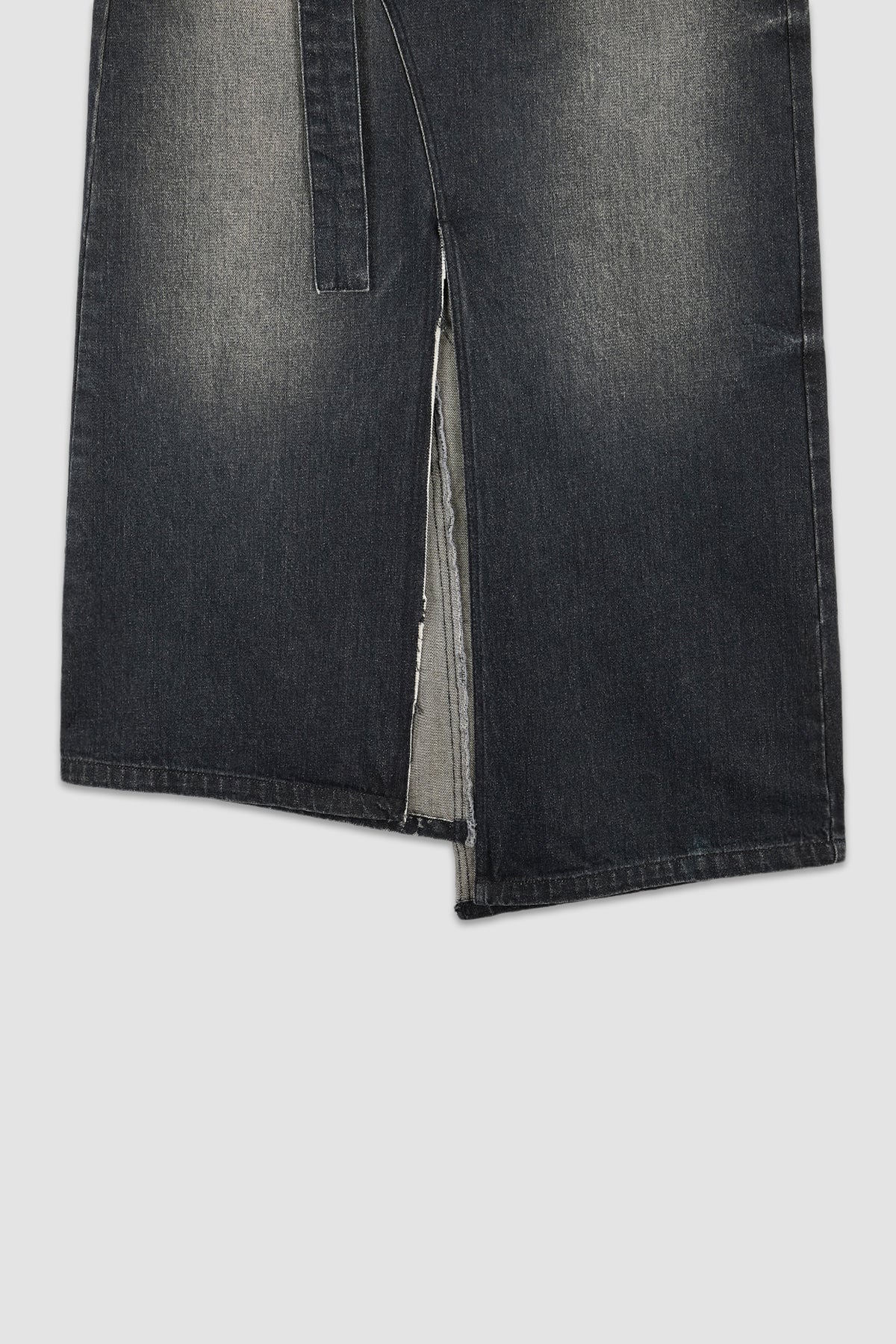 Matinkim Foldover Vintage Washed Denim Skirt IN Black
